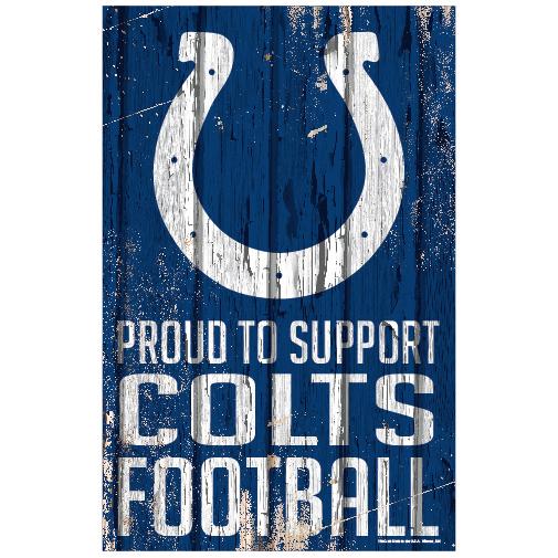 Indianapolis Colts Proud to Support Wooden Sign 11x17"