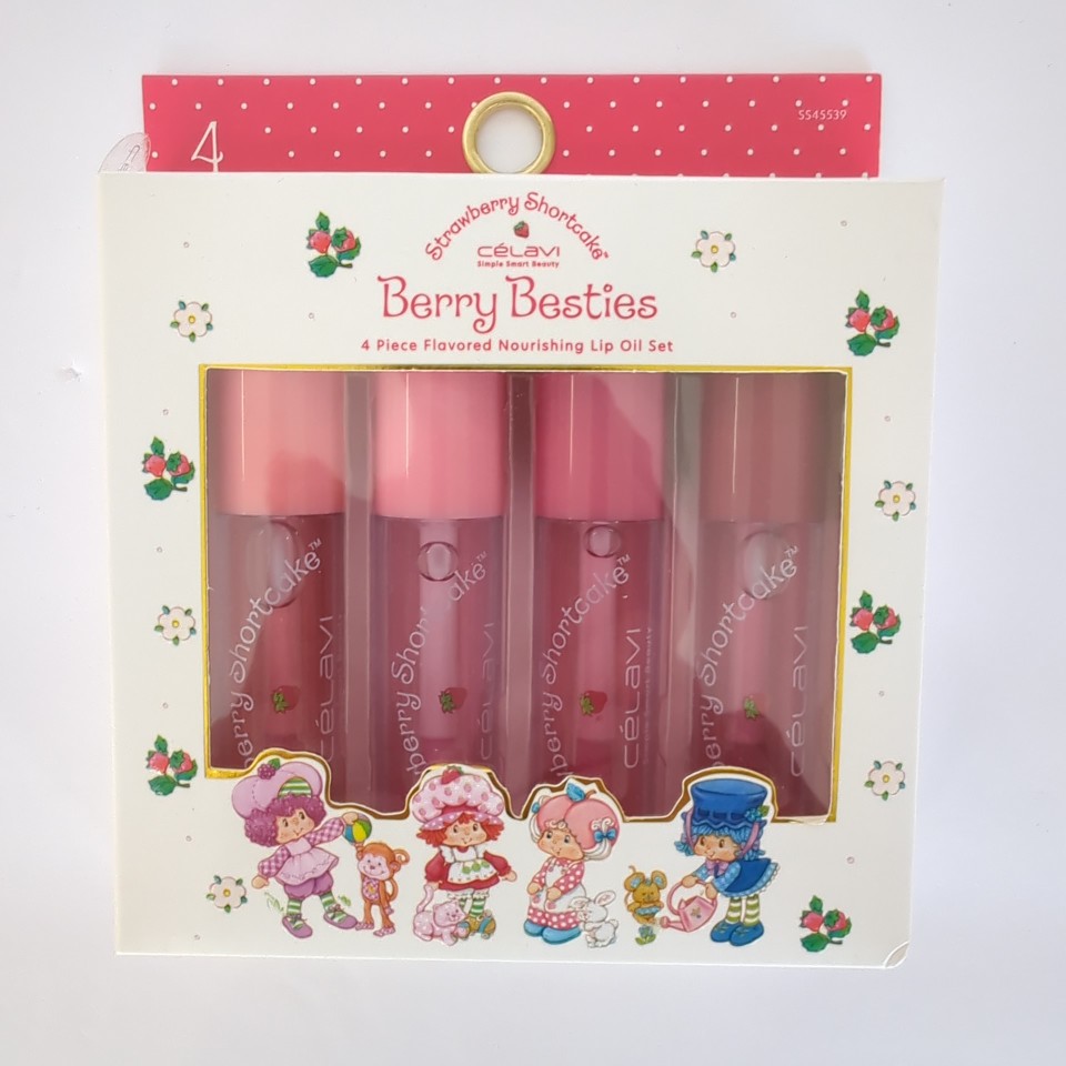 Celavi Strawberry Shortcake Berry Besties 4 Piece Flavored Nourishing Lip Oil Set