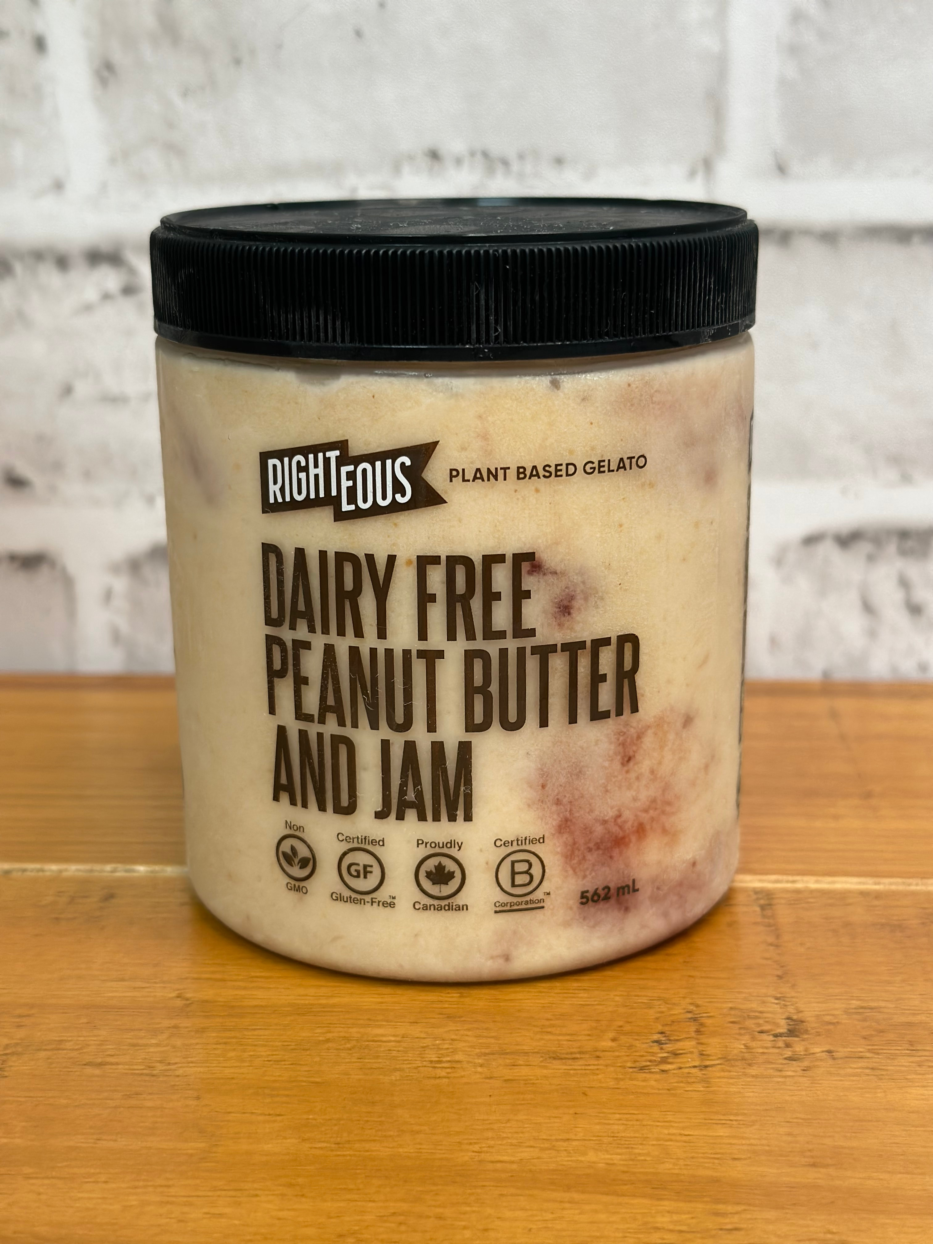 Righteous Dairy Free Peanut Butter Jam Gelato
