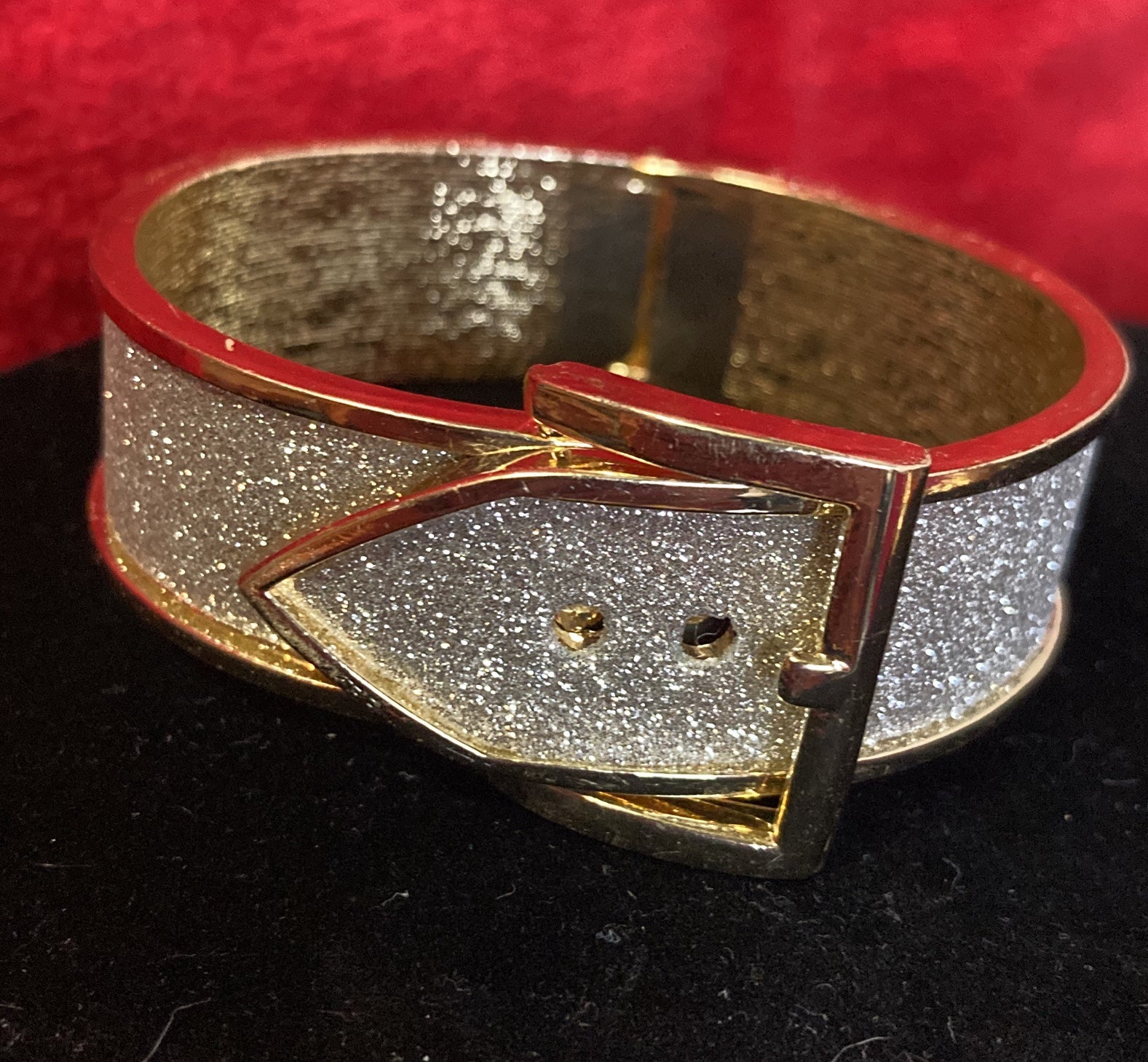Shimmer Gold Tone Belt Buckle Bracelet