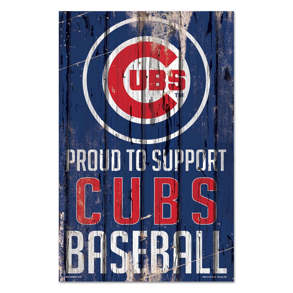 Chicago Cubs Proud to Support Wooden Sign 11x17"
