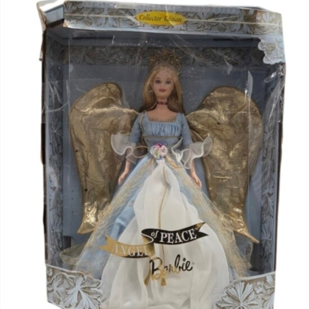 Vintage 1999 Barbie Collector Edition Angel of Peace Doll Damaged Box