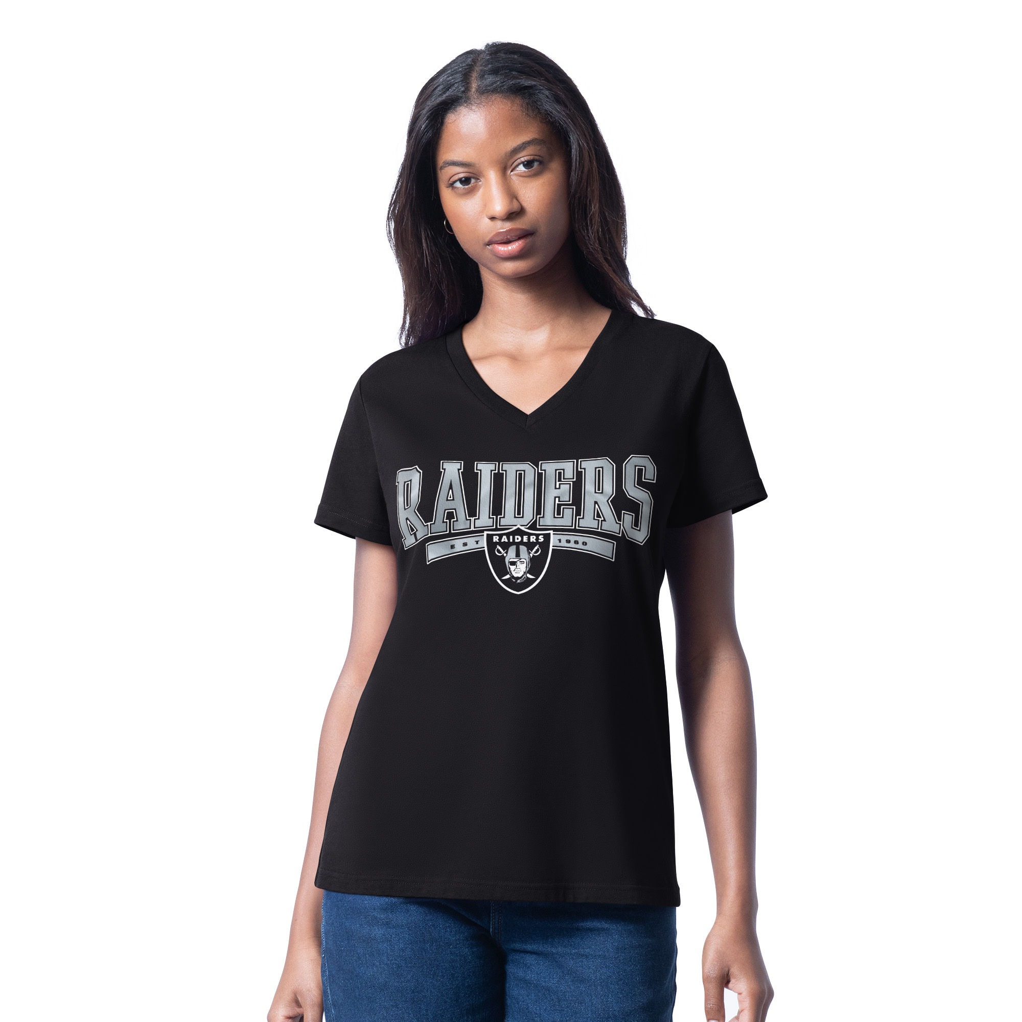 Las Vegas Raiders Ladies Heather Black g-III Endzone Shirt