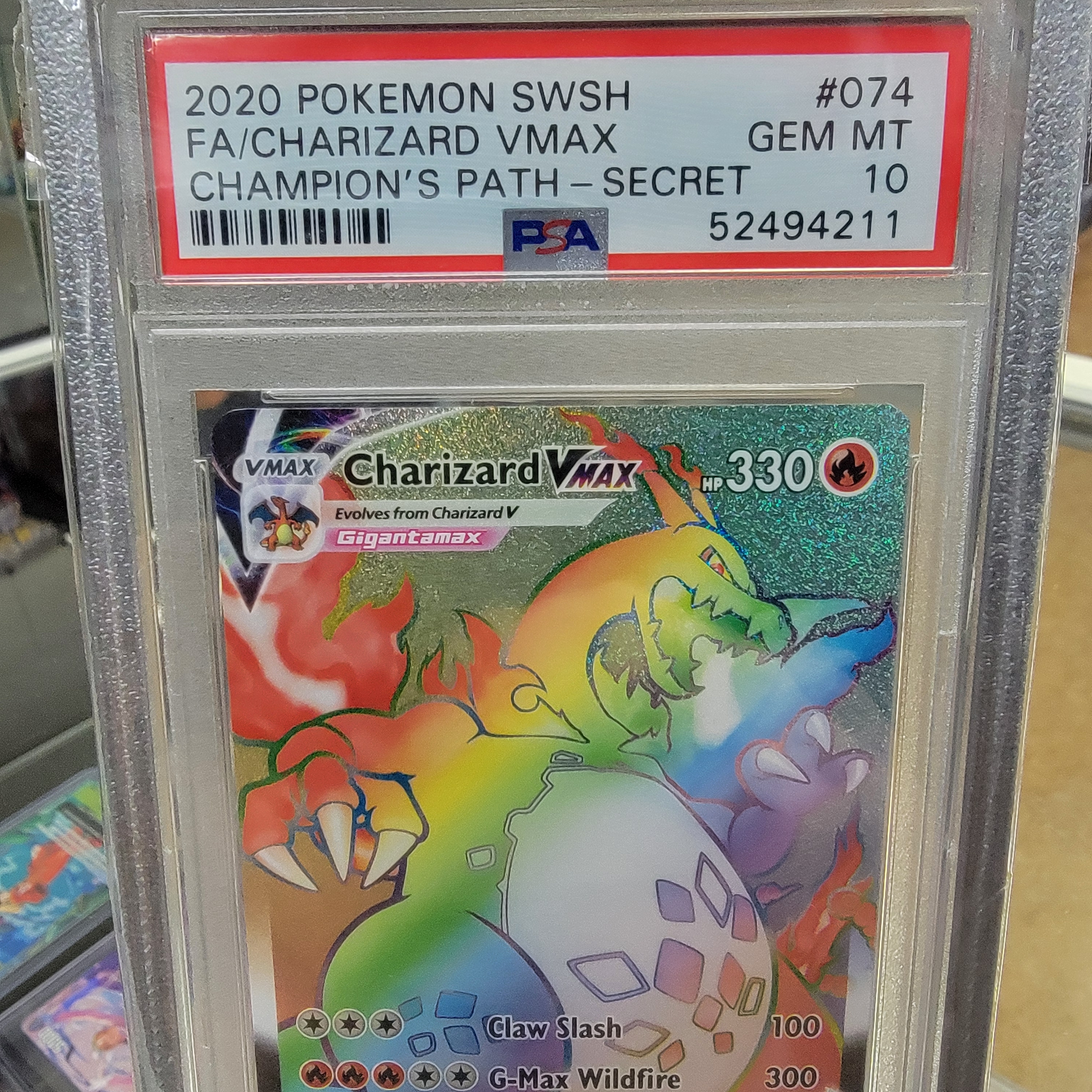 PSA 10 Charizard Vmax Rainbow Graded Card