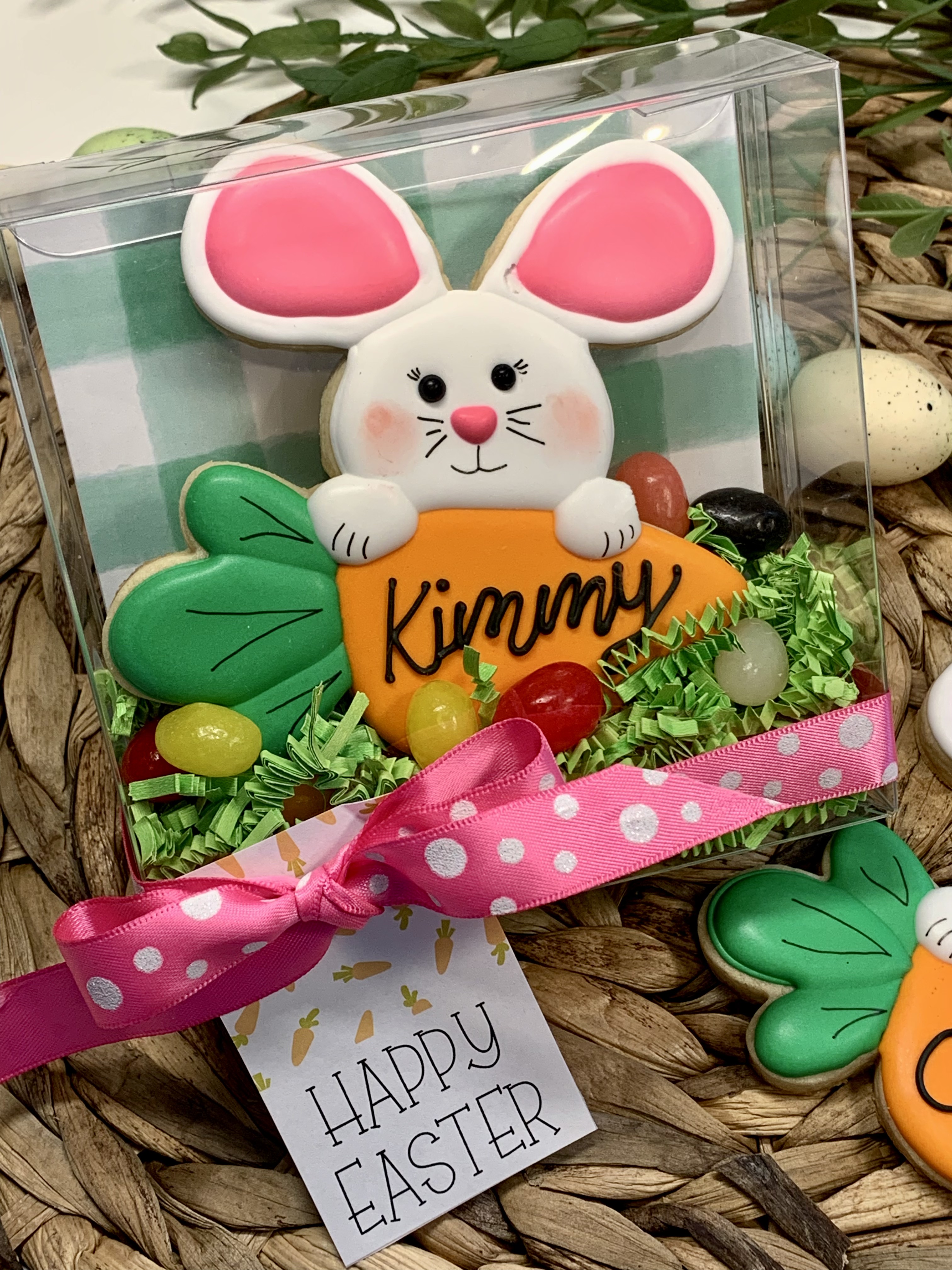 Personalized Sugar Cookie:  Bunny with carrot