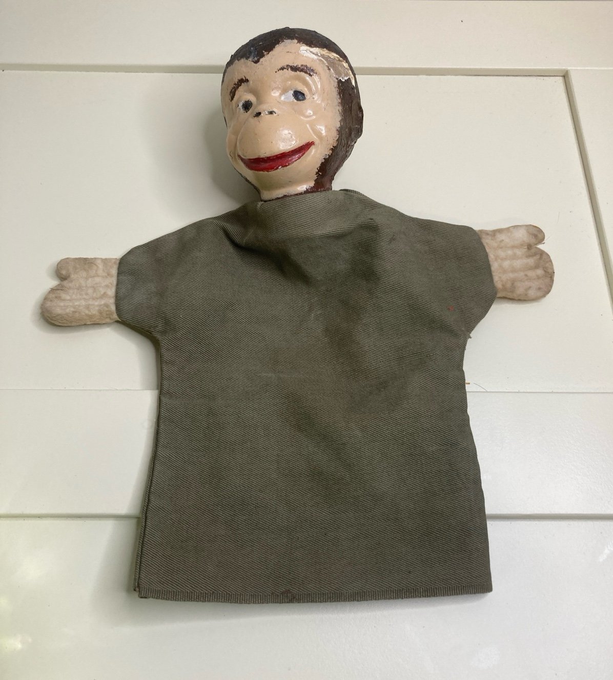 VINTAGE SMILEY MONKEY HAND PUPPET 1930s TOY