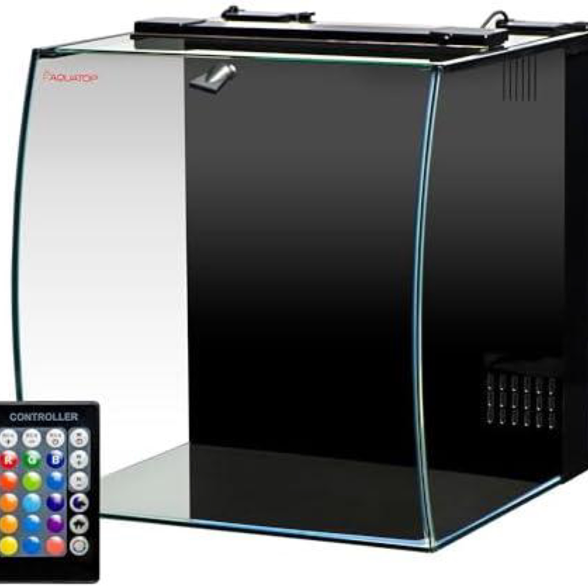 Aquatop Bow Front Glass Aquarium Kit with Filter and LED Lighting