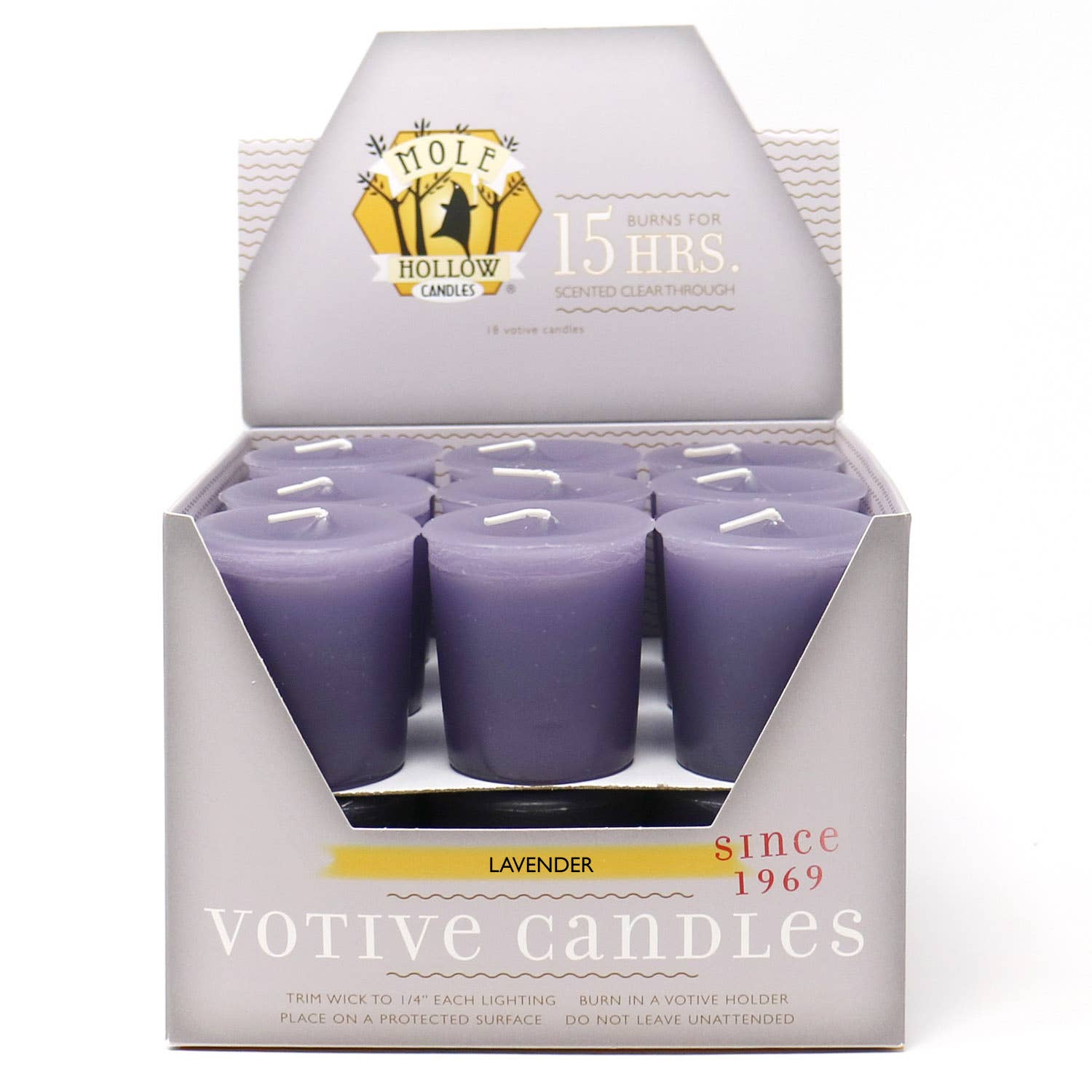 Lavender Scented Votive Candles, Box of 18