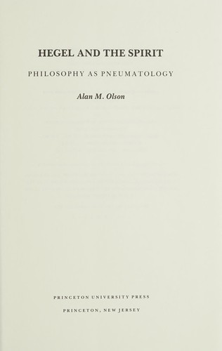Cover of Hegel and the Spirit: Philosophy As Pneumatology