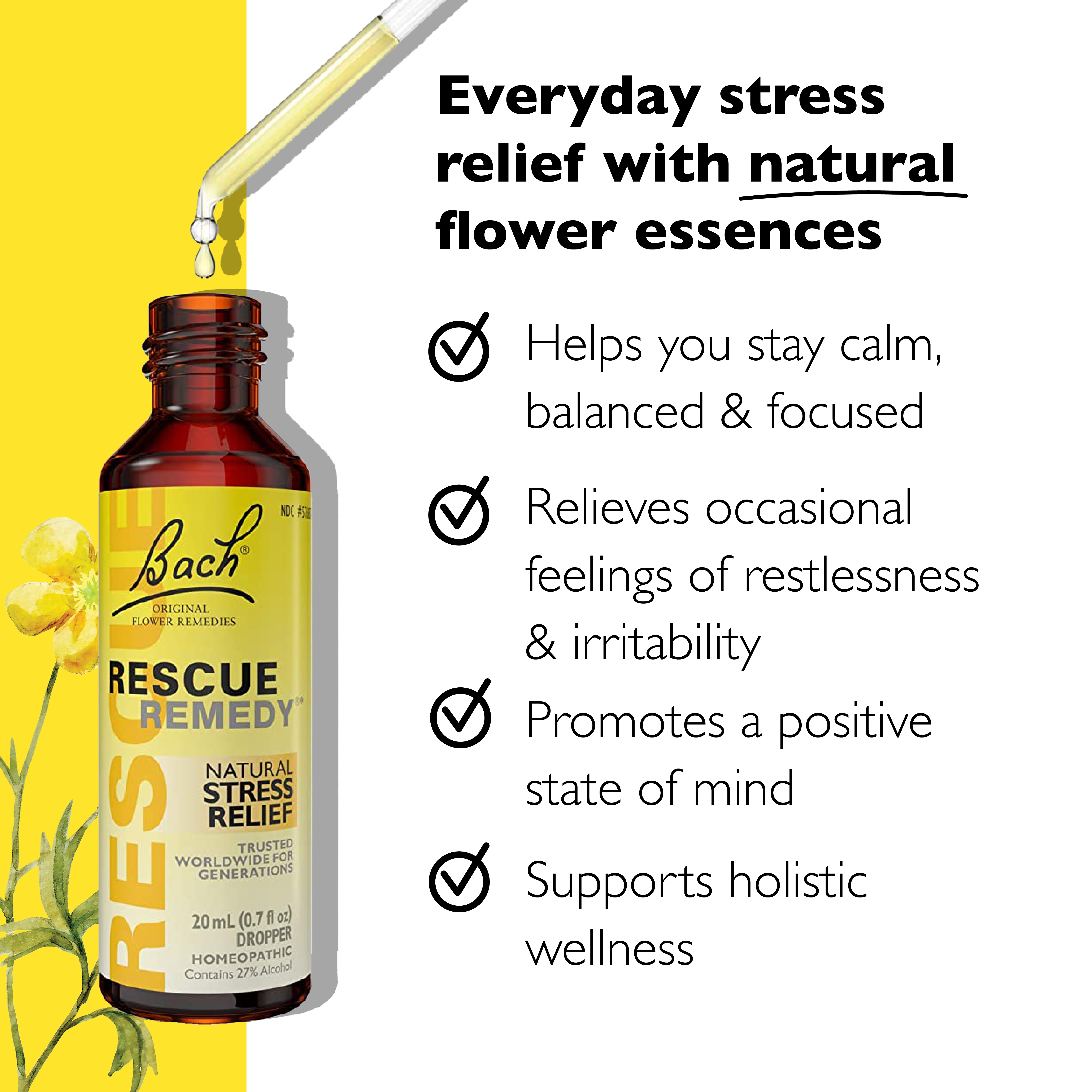 Bach Rescue Remedy Natural Stress Relief Dropper