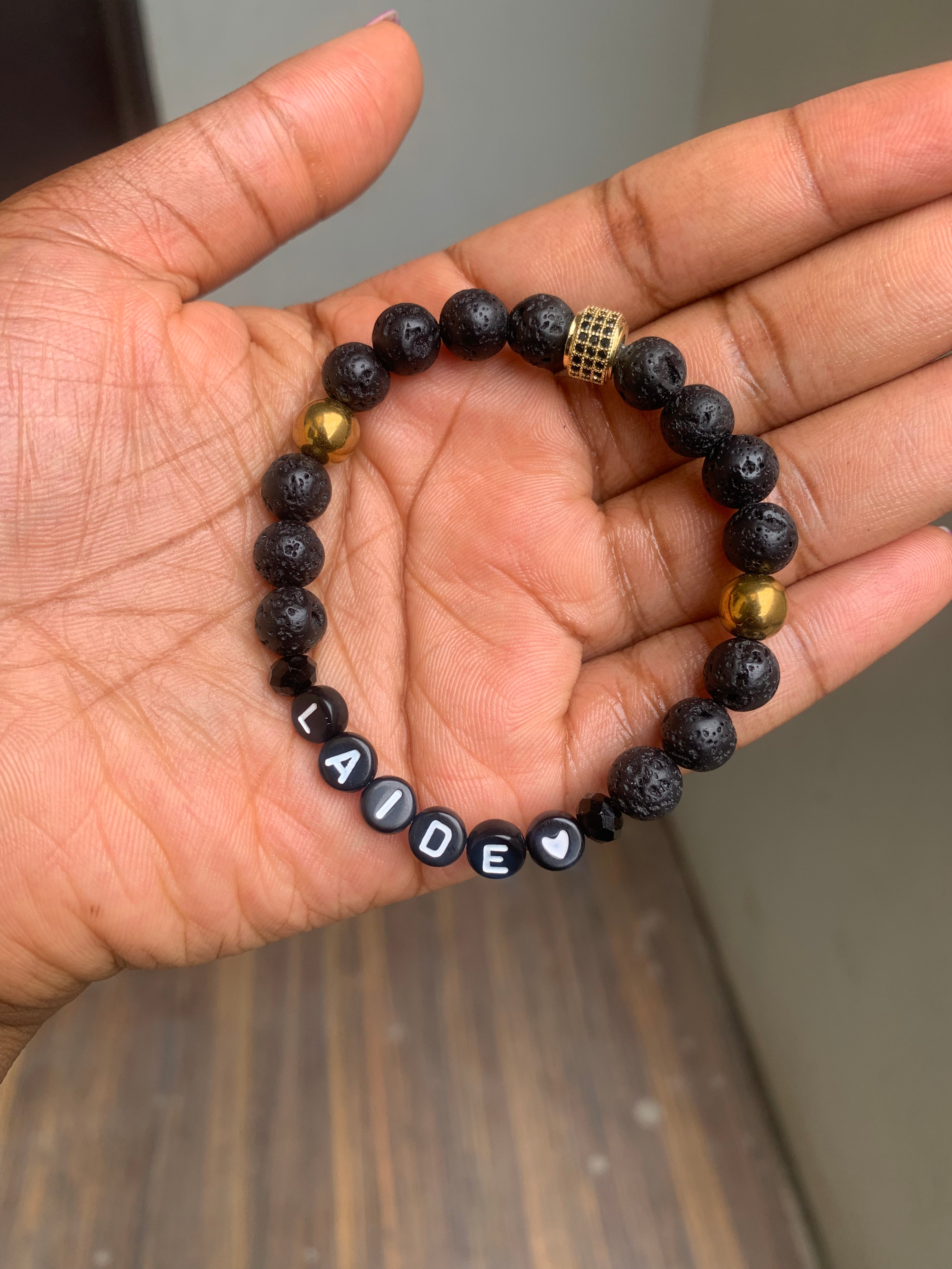 Natural Lava Rock Bead Bracelet view 4
