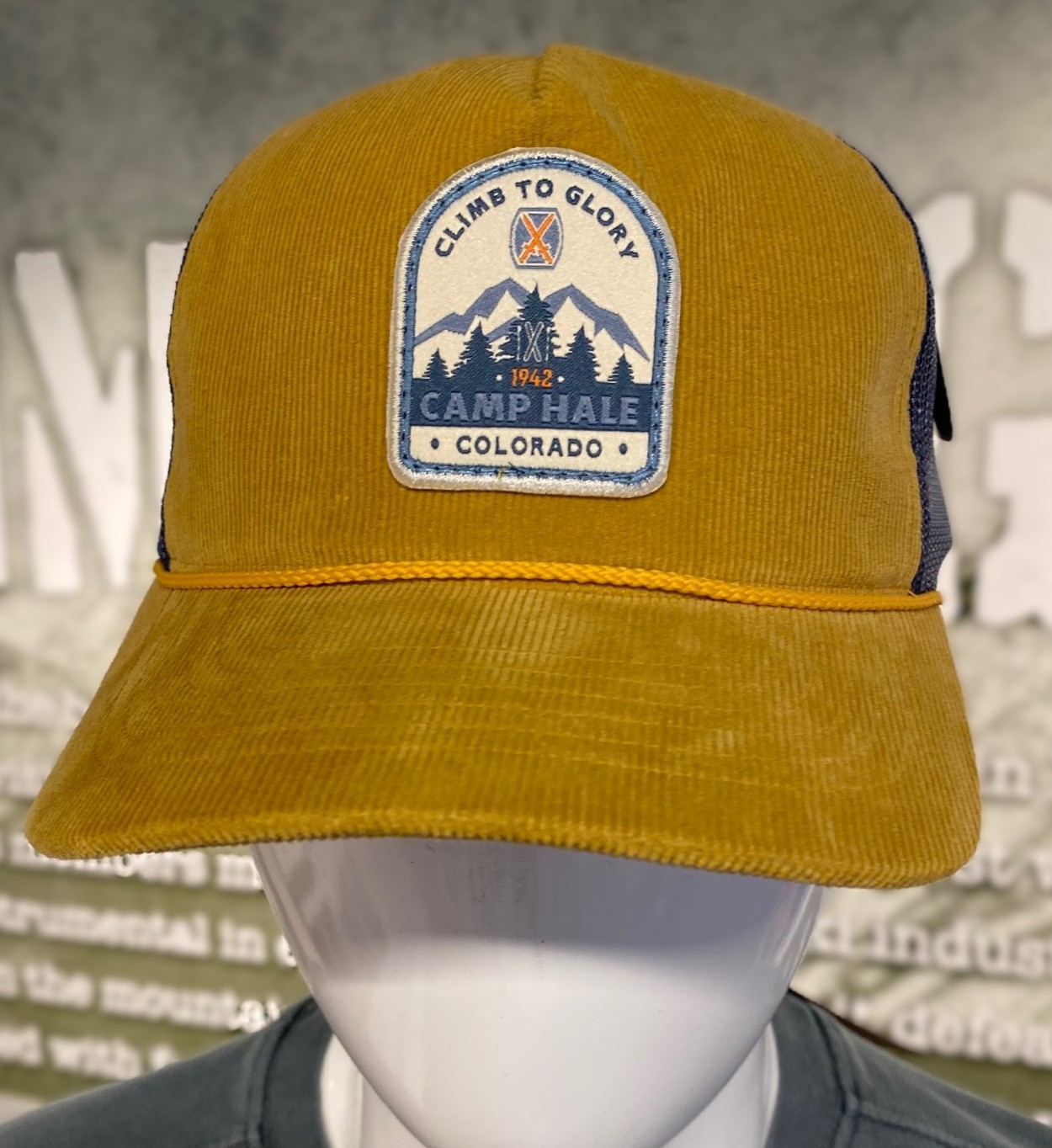 Camp Hale Corduroy Amber with Navy Hat Ballcap