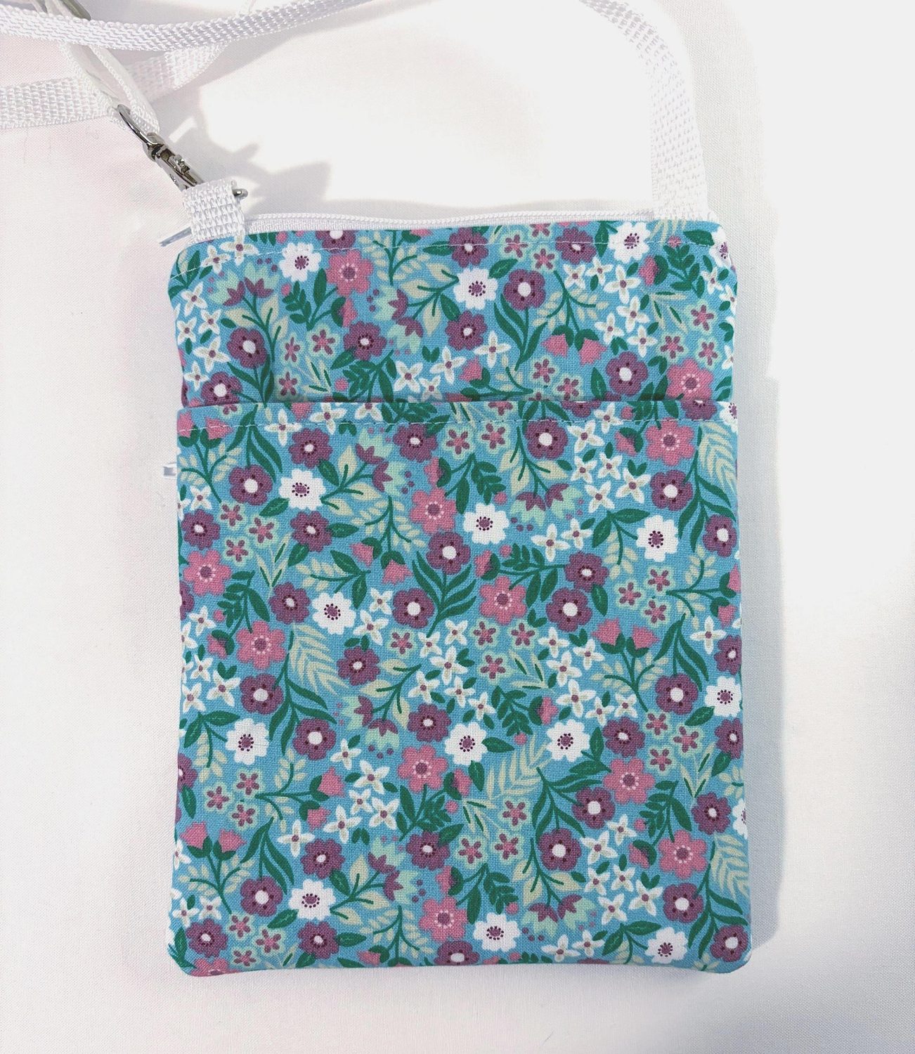 Small Crossbody Bag – Teal & Purple Flowers, photo 6 of 6