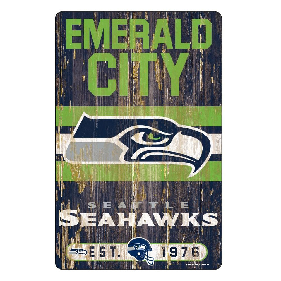 Seattle Seahawks Wood Slogan Sign 11x17"
