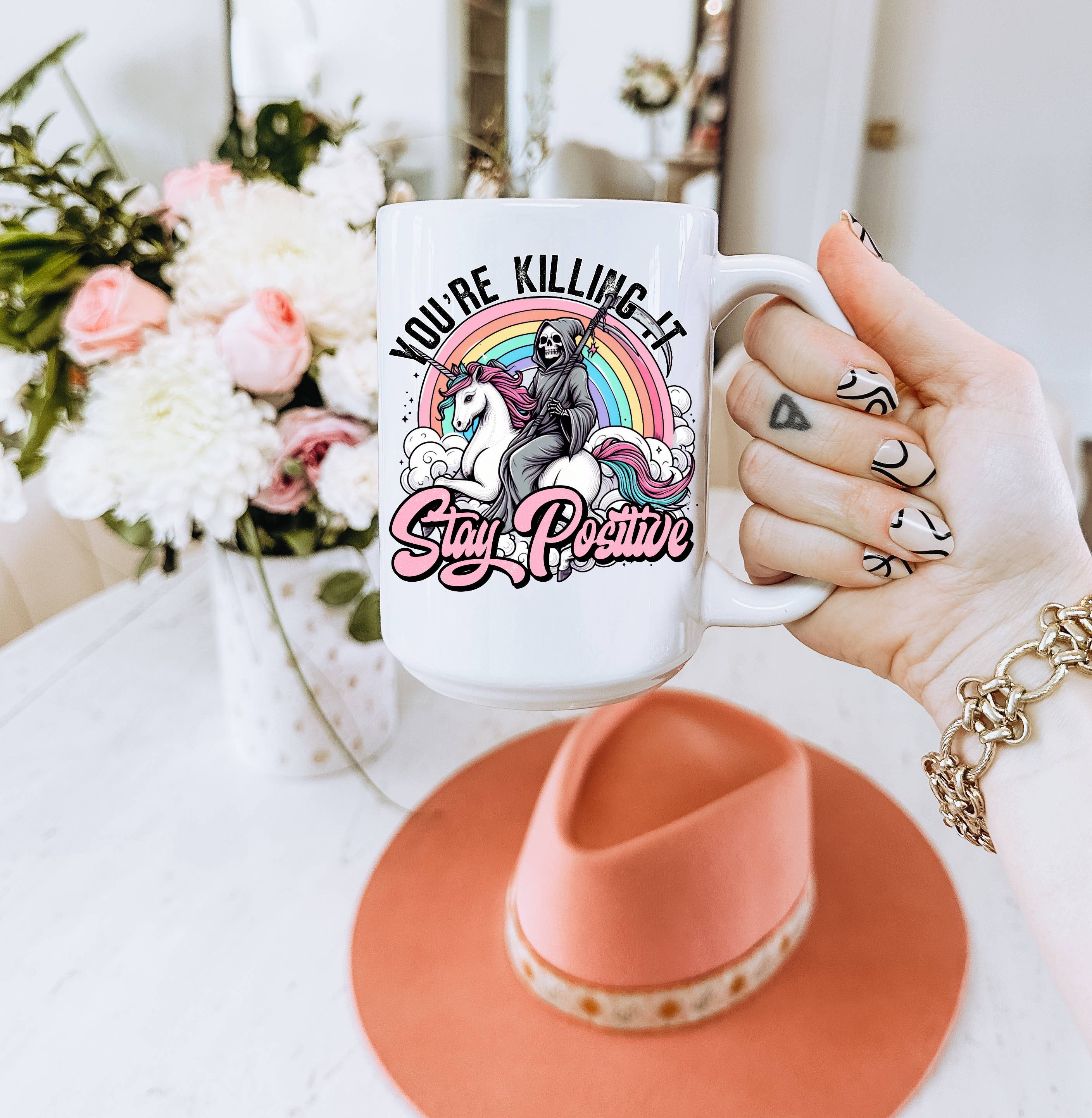 Ace the Pitmatian Co - Stay Positive Coffee Mug: 11 oz