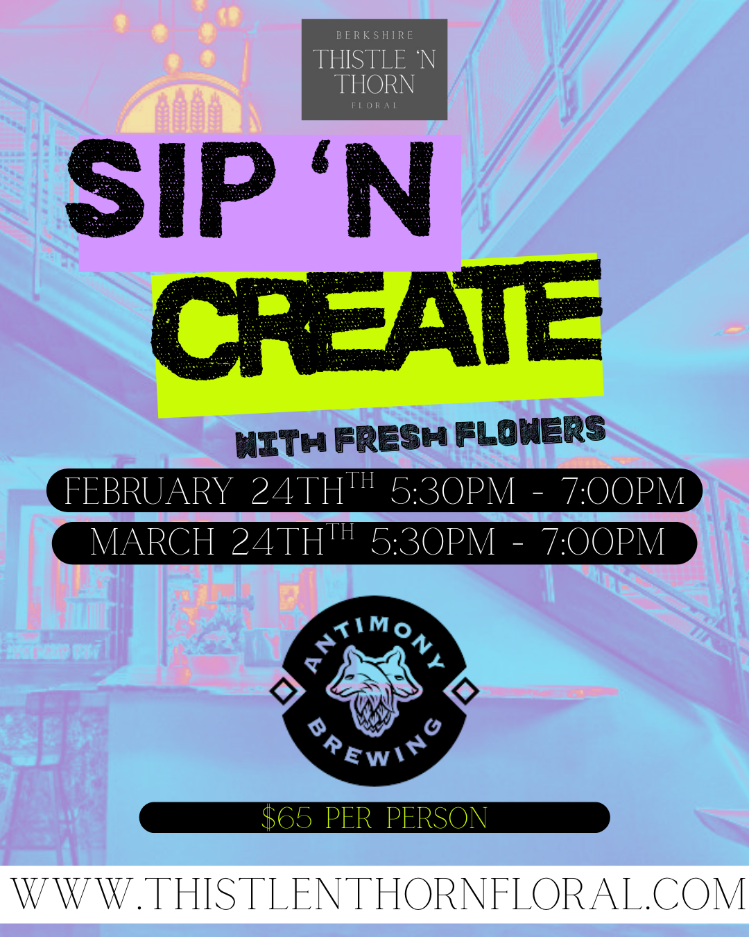 Antimony Fresh Flower Pint Workshop