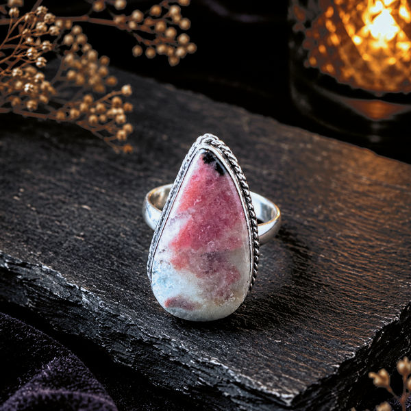 Rosewater Teardrop Stone Ring