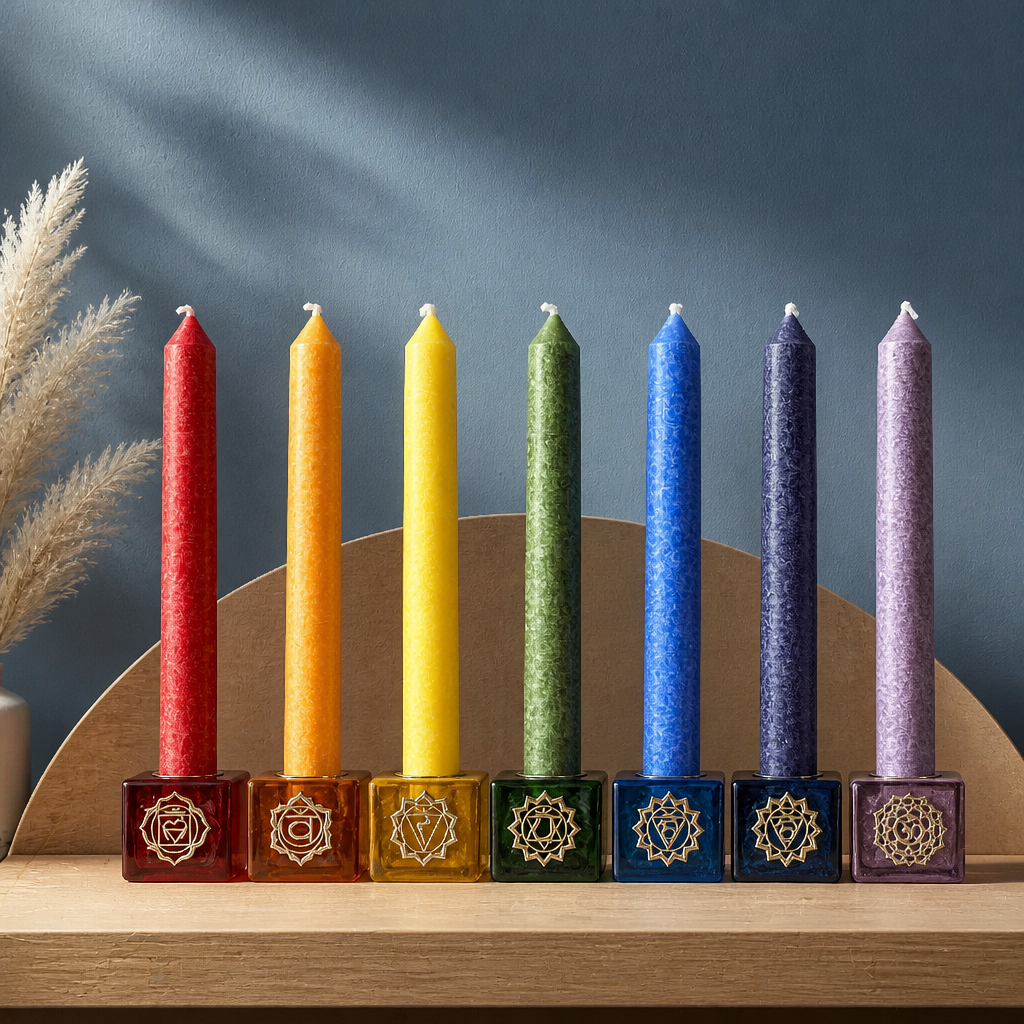 Bougies Chakras + Bougeoirs