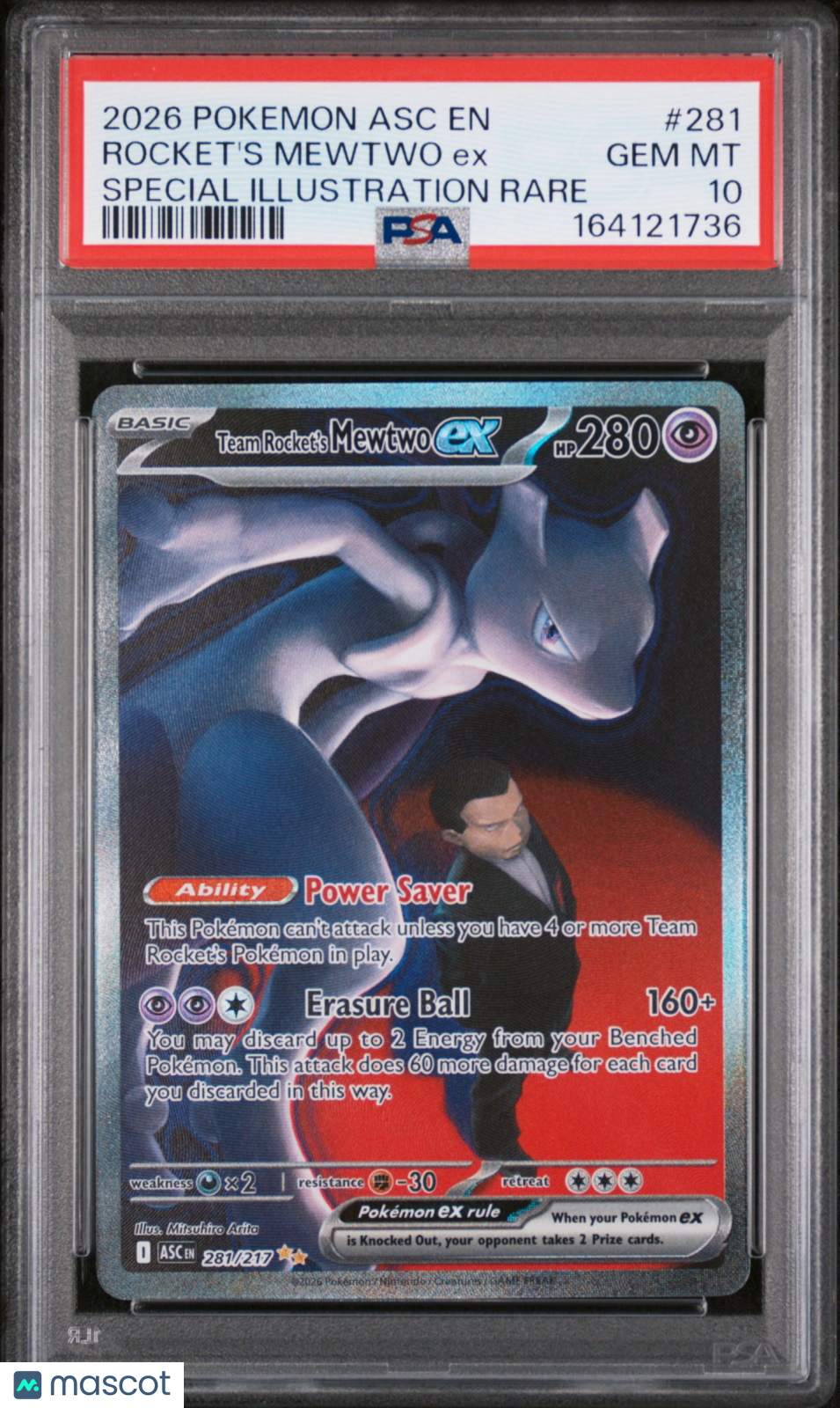 2026 Pokemon Asc EN-Ascended Heroes Rocket's Mewtwo EX SIR PSA 10 #281