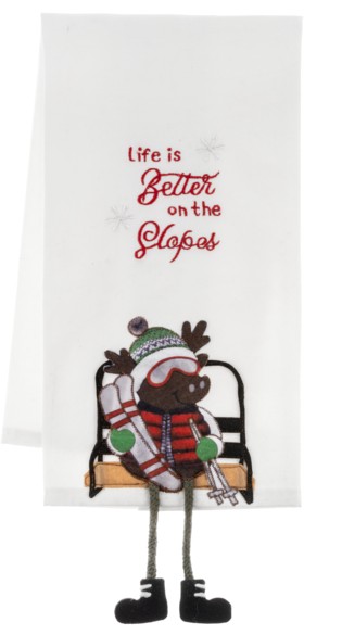 Skier Dangle Leg Tea Towel