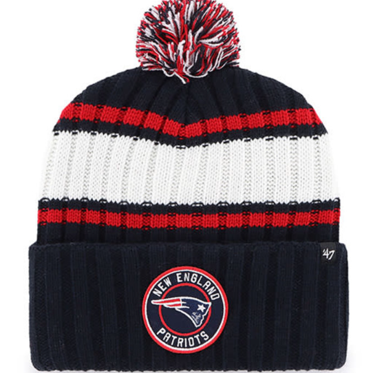 New England Patriots Navy Plateau '47Brand Pom Beanie