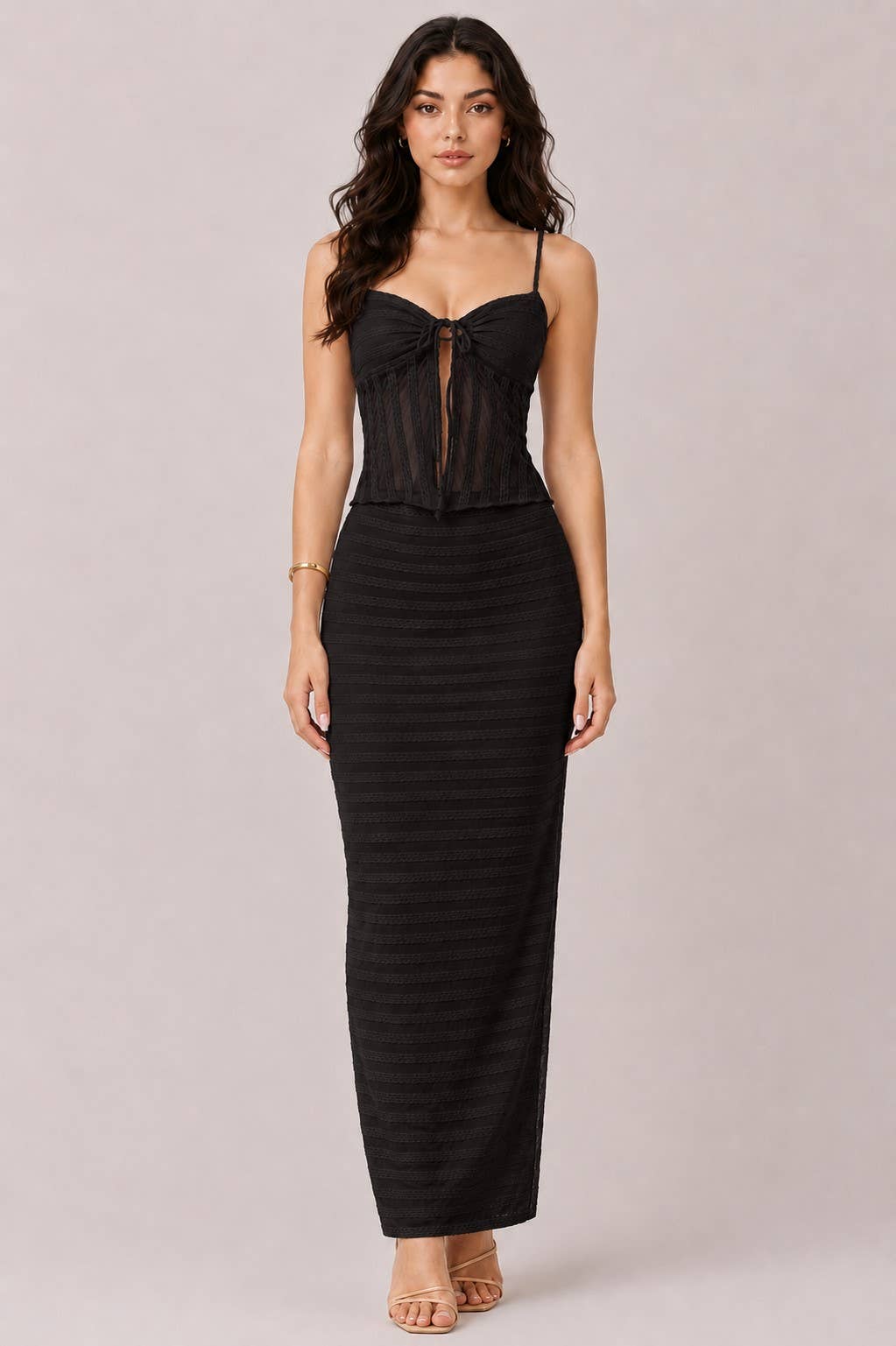 Twofer Open Front Full Lined Maxi Dress