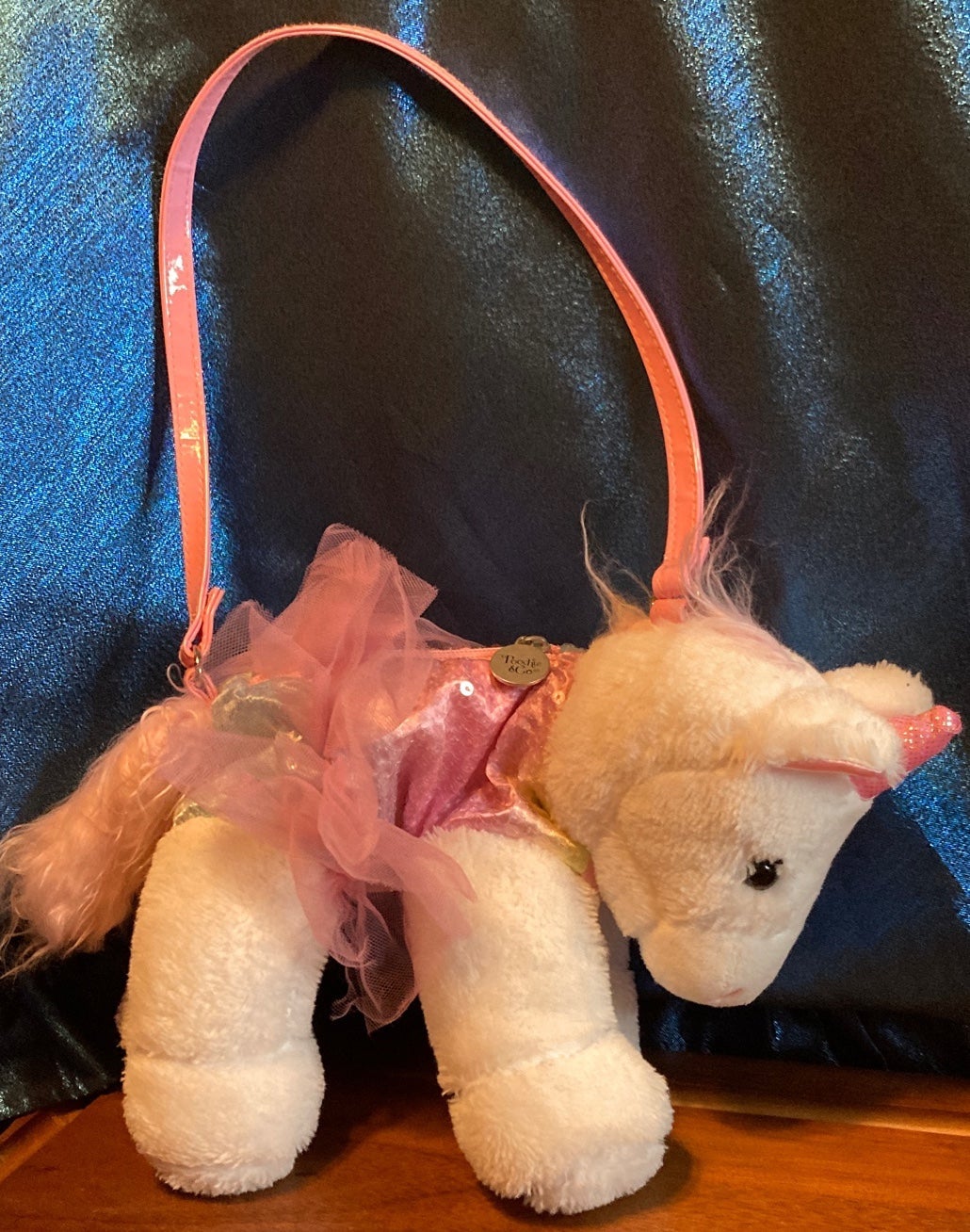 Sequined Plush Unicorn Purse Bag Girl's Poochie & Co -White with Pink 12"