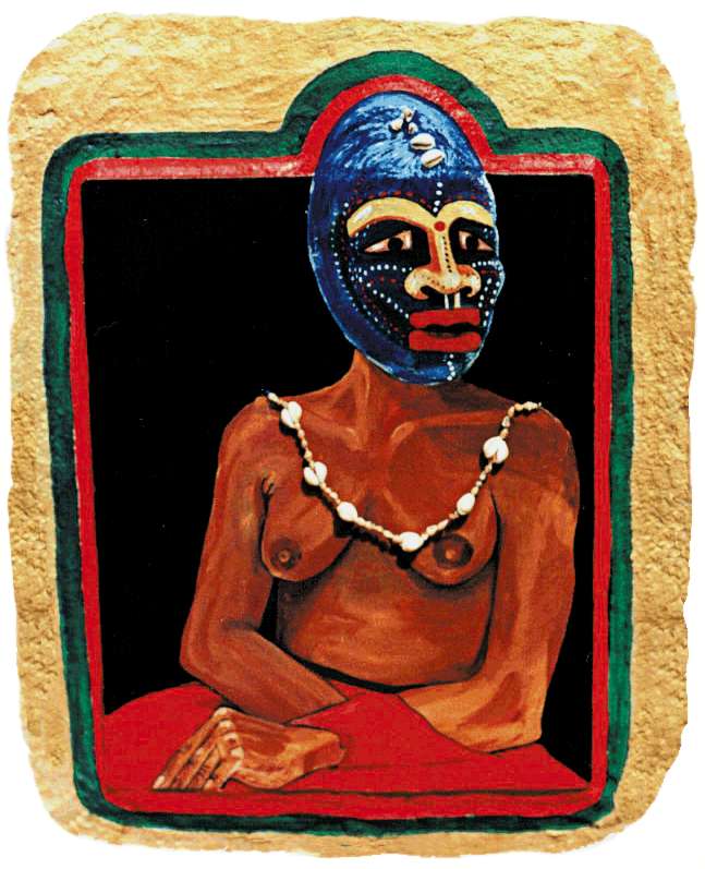 Masked Woman | Painting + Mixed Media