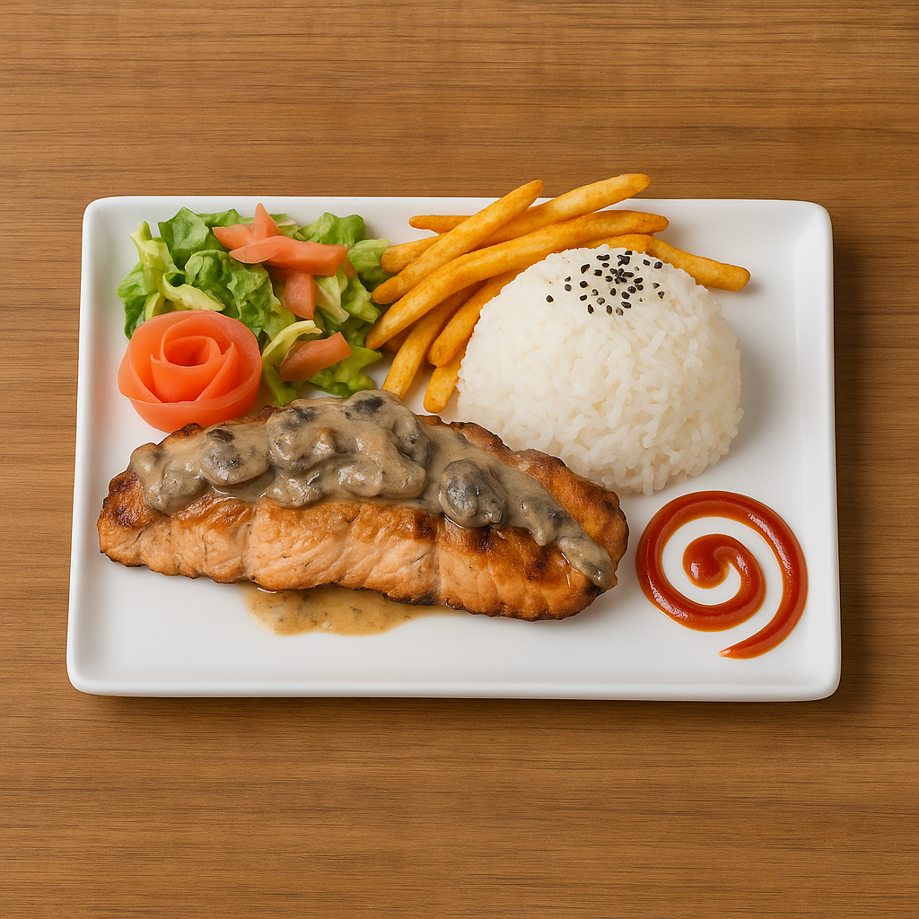 Velvet Mushroom Grilled Salmon Bowl