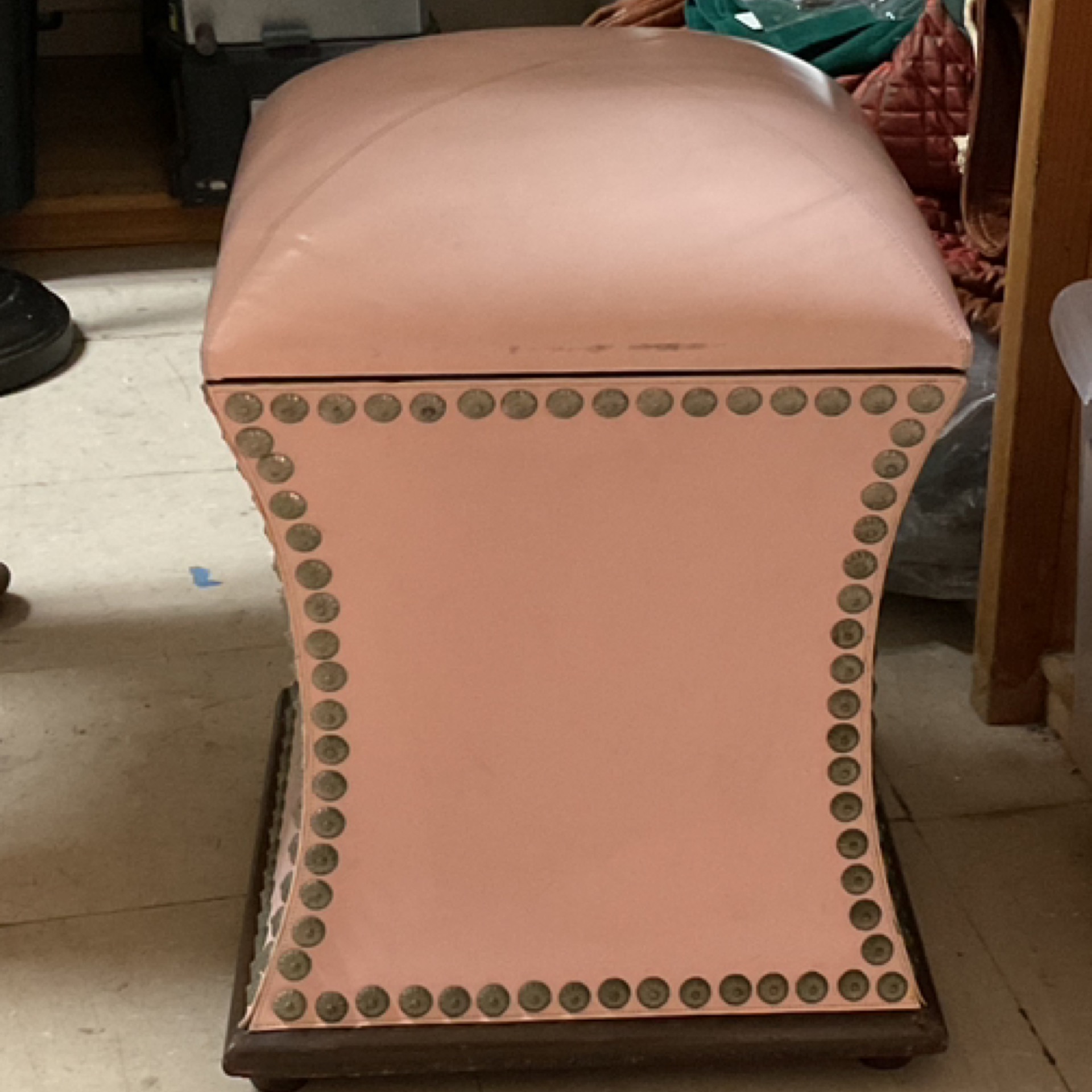 Faux Leather Pink Foot Stool