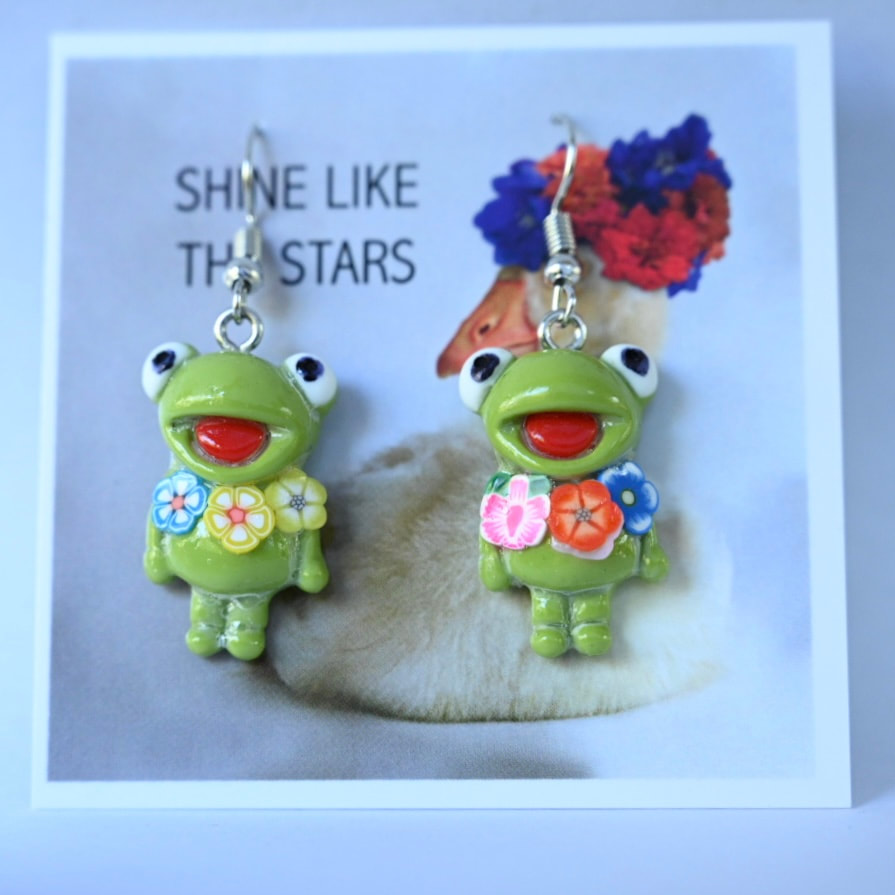 Frog Flower Earrings