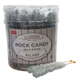 Espeez Silver Rock Candy On a Stick Jar 36 ct 6.5 "