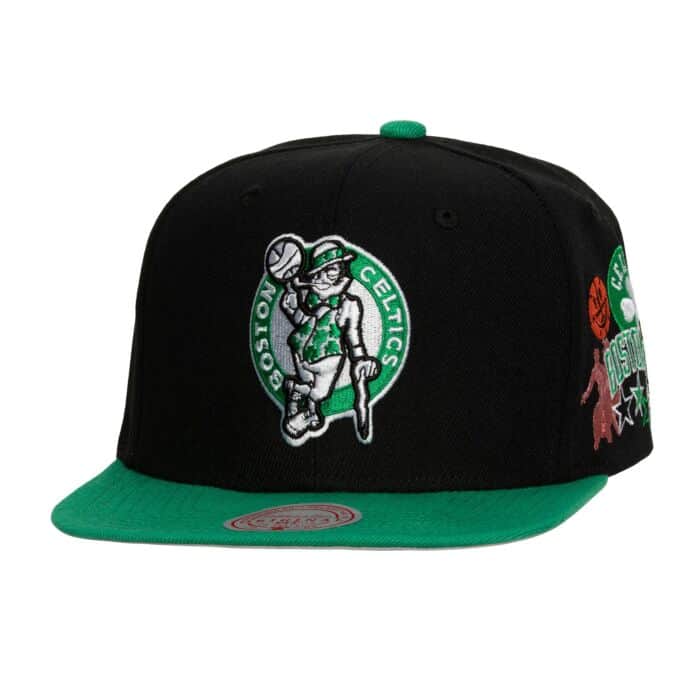 Boston Celtics Patch Overload Mitchell and Ness Snapback Hat