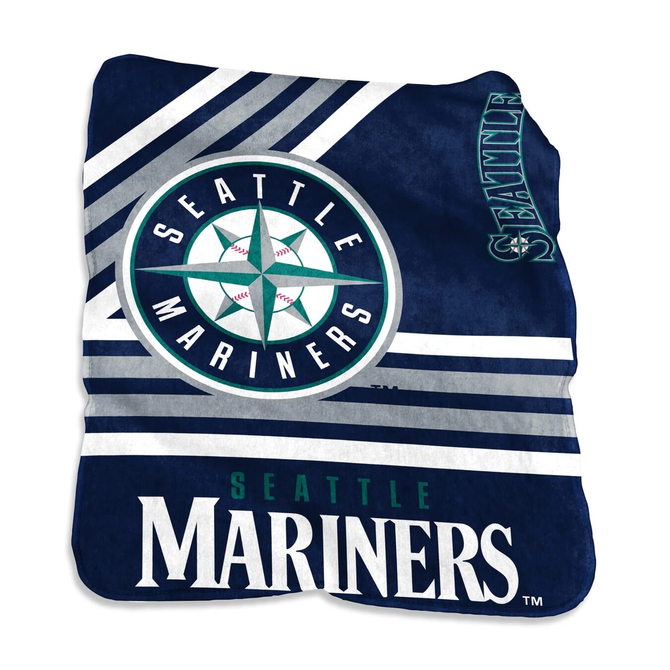 Seattle Mariners Team Stripe Raschel Throw Blanket 50x60"