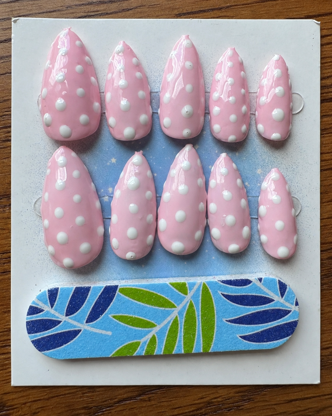 Pink Polka hand-painted nail set