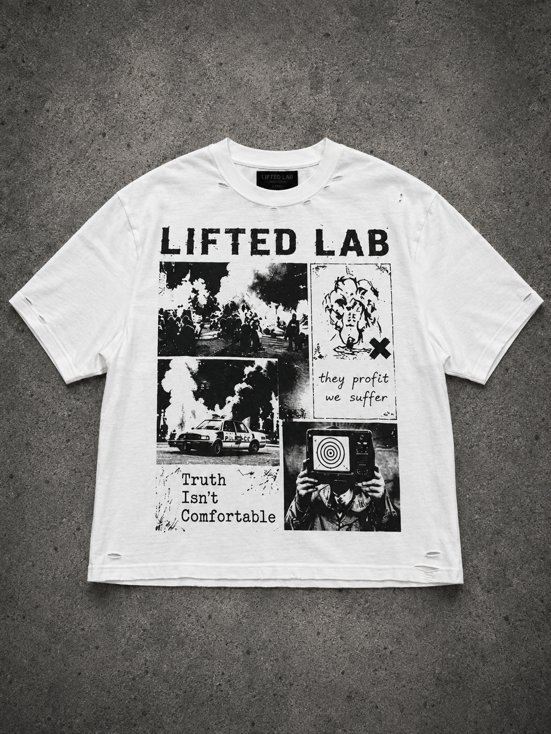 LIFTED LAB Truth Isn't Comfortable Tee	Vintage White