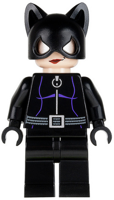 bat003 Catwoman - Black Suit with Dark Purple Trim, Red Lips