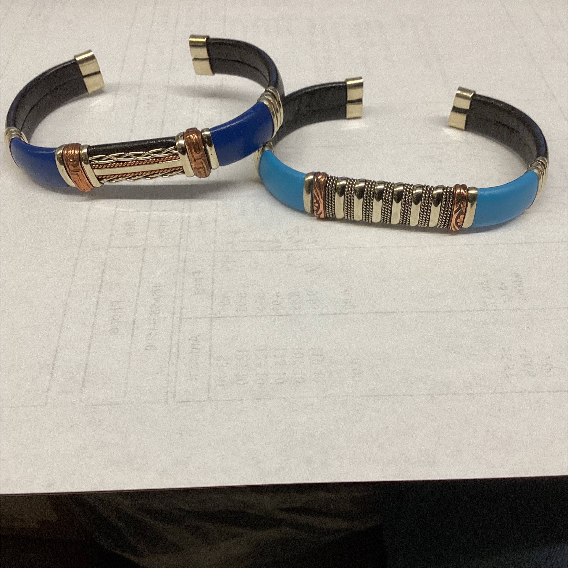 Blue Leather Bracelet