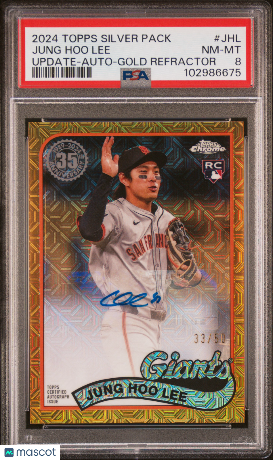 2024 Topps Silver Pack 1989 Chrome Update Jung Hoo Lee Auto Gold /50 PSA 8