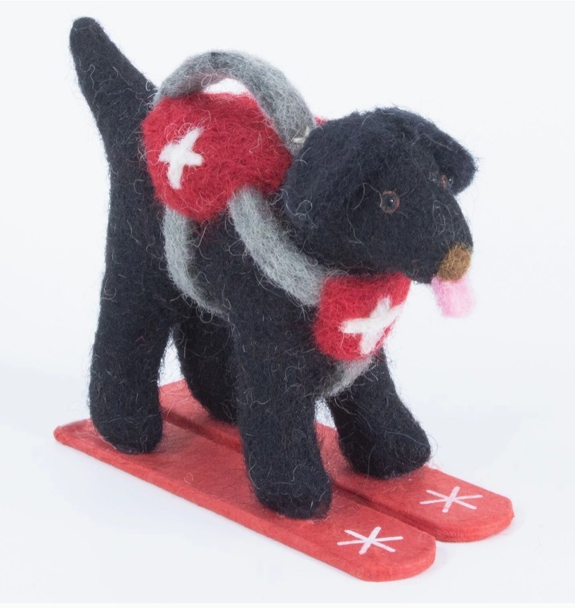 Skiing Avalanche Rescue Dog Black Lab Ornament