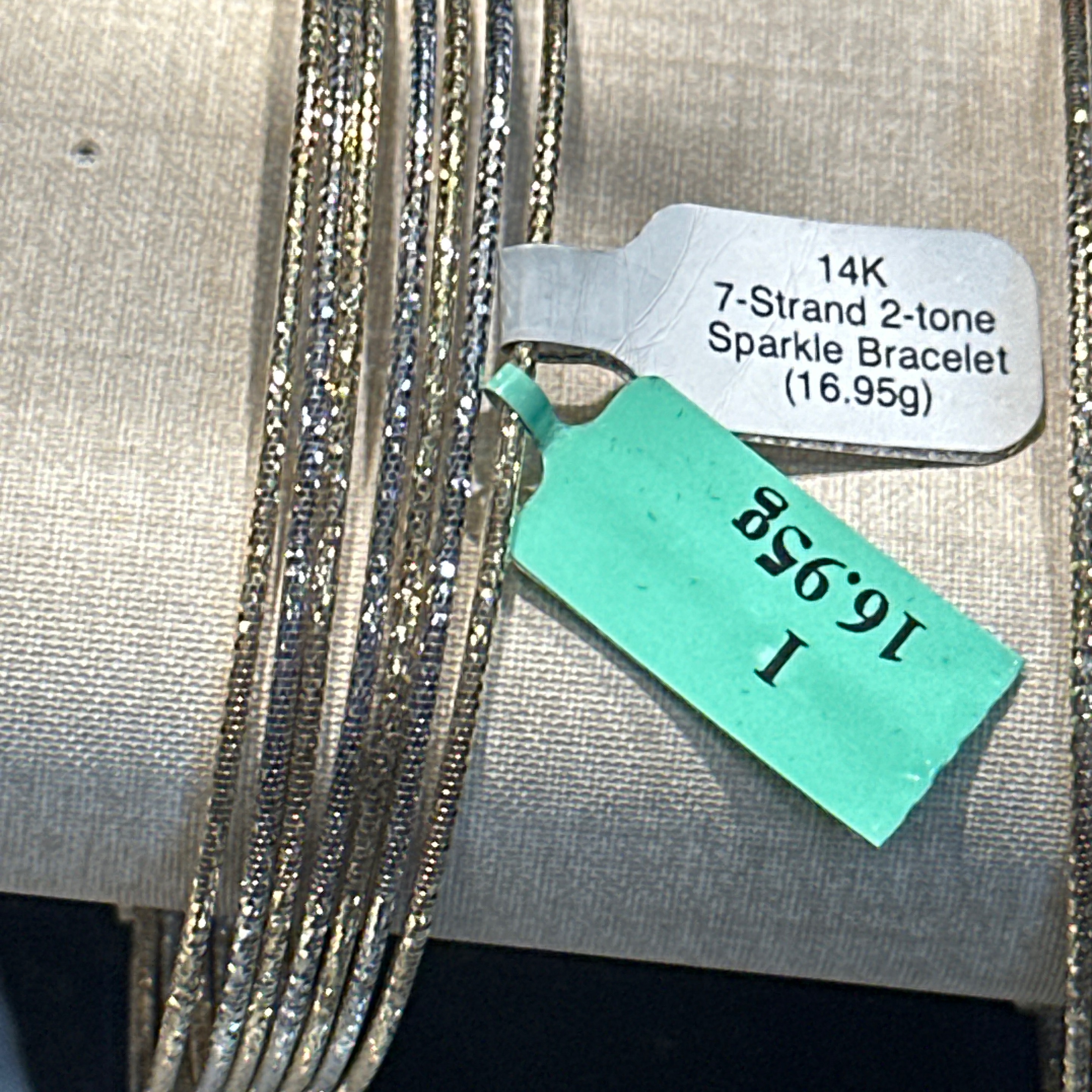 14K 7 Strand 2-toned Gold (16.95g) Sparkle Bracelet
