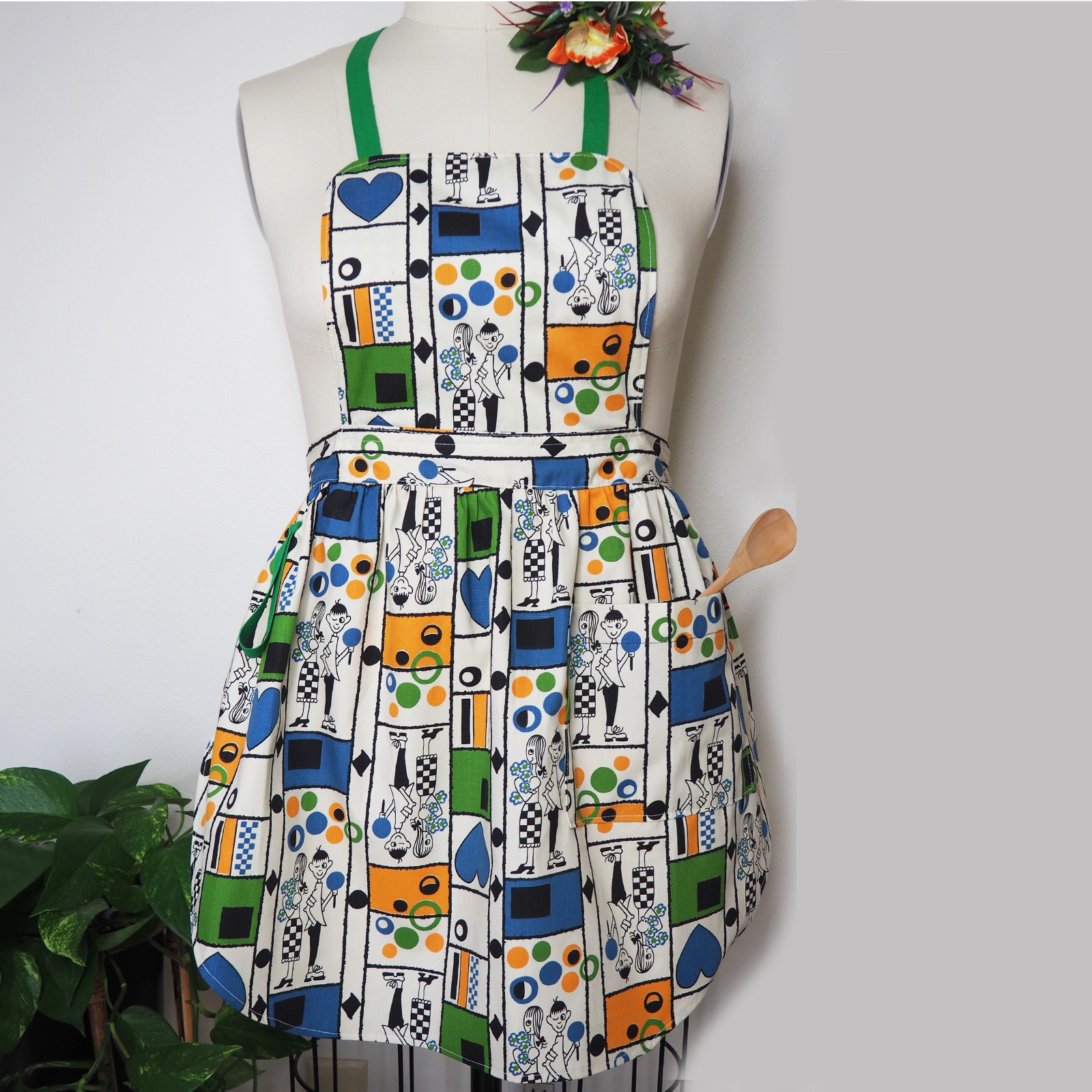 1960's Danish Art Print Apron
