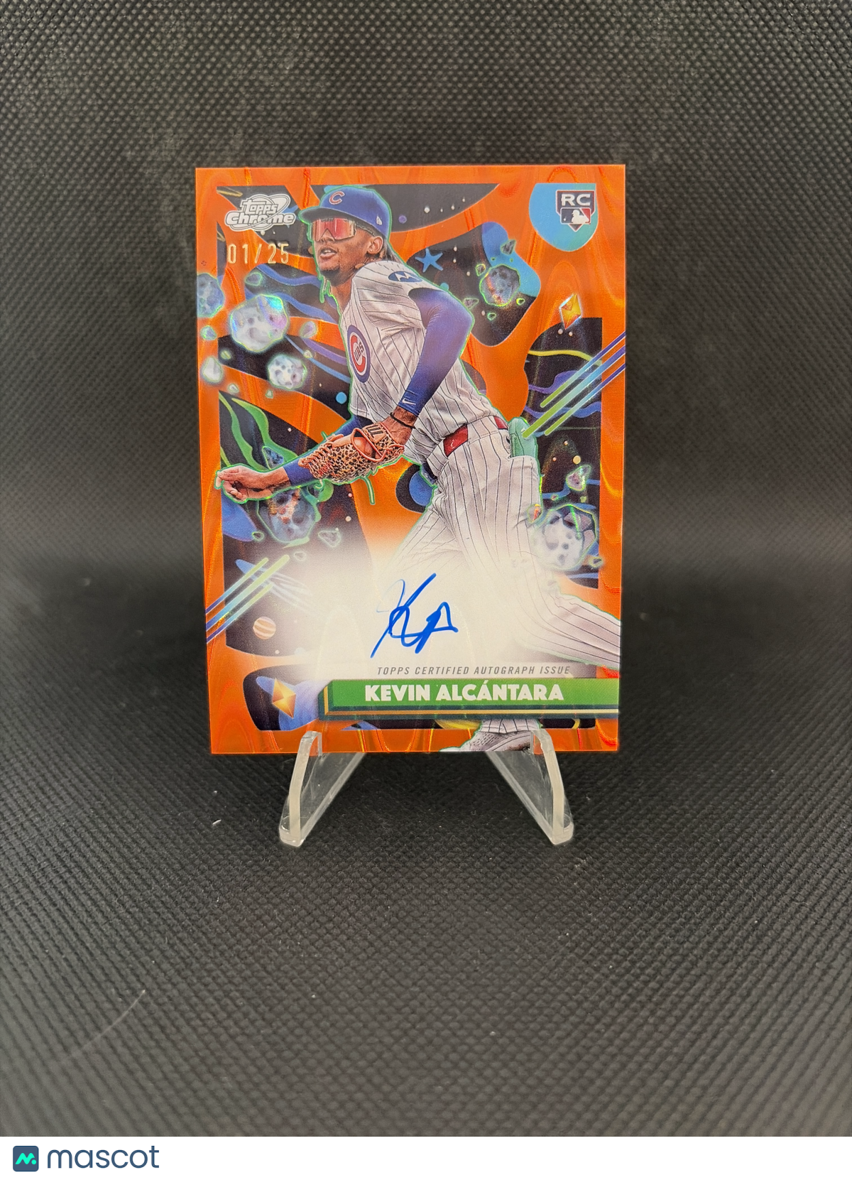 2025 Topps Cosmic Chrome Kevin Alcántara Orange Ray-Wave /25 RC Auto