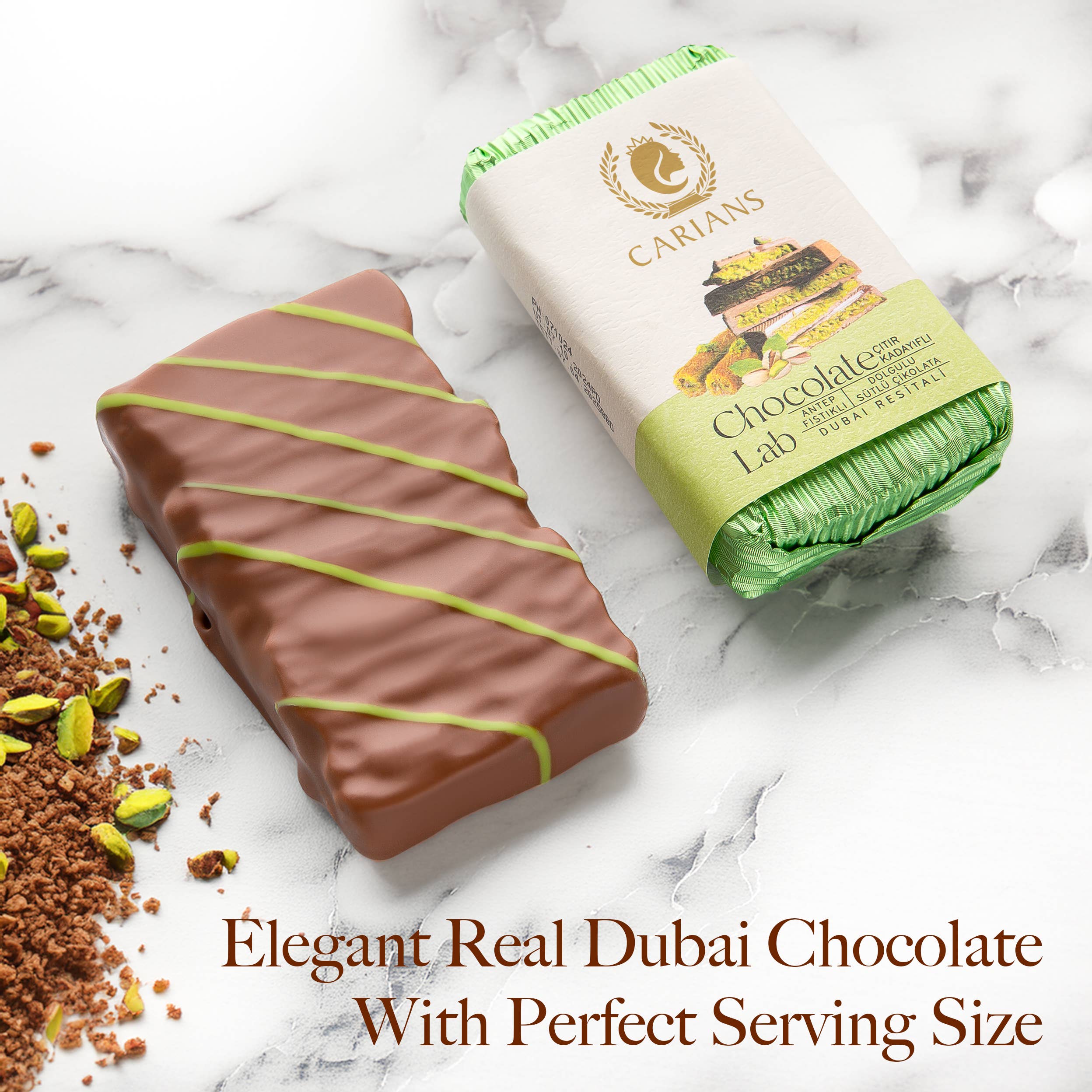 Famous Dubai Chocolate Bar, Premium Pistachio, 3.17oz (90g)
