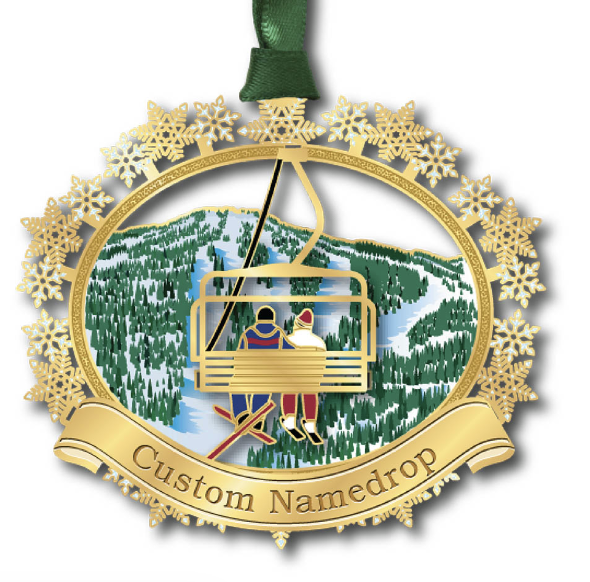 Skiers on Chairlift Ornament