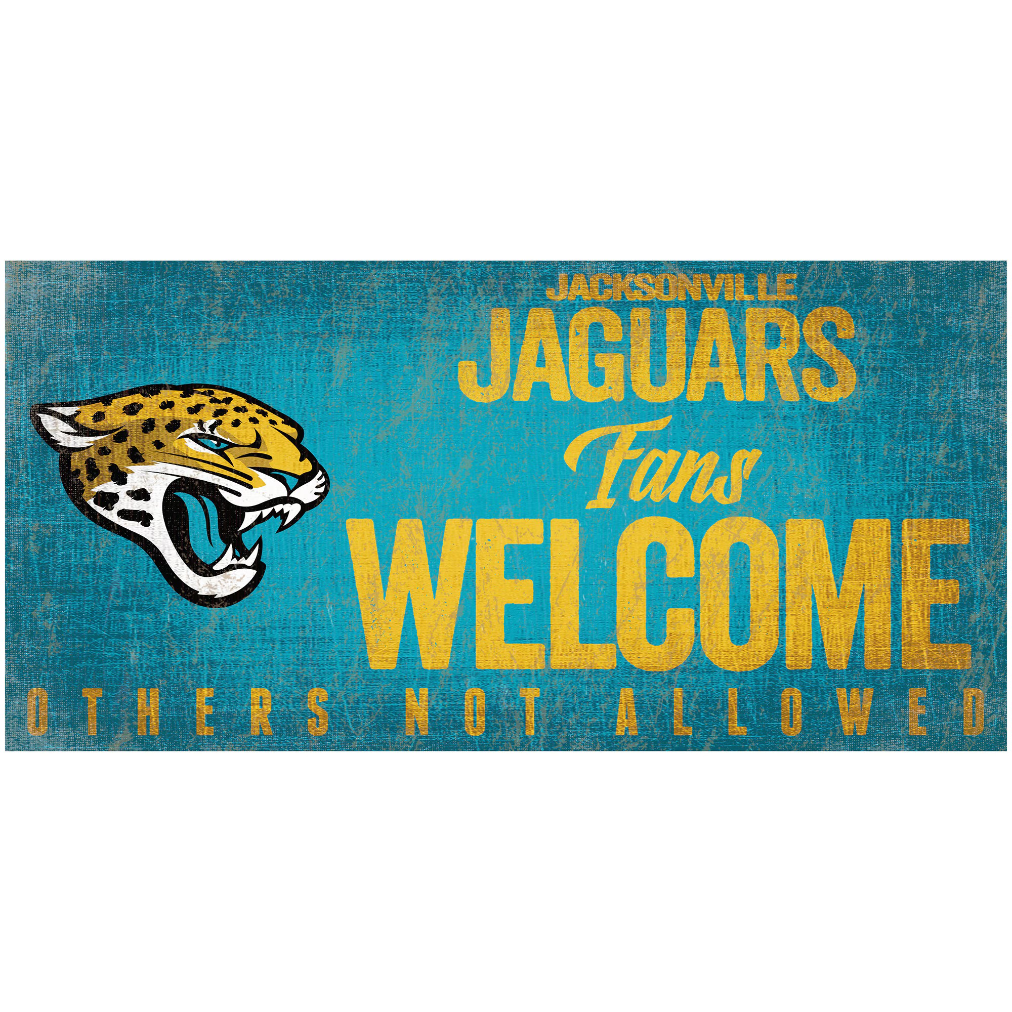 Jacksonville Jaguars Wood Sign Fans Welcome 12x6
