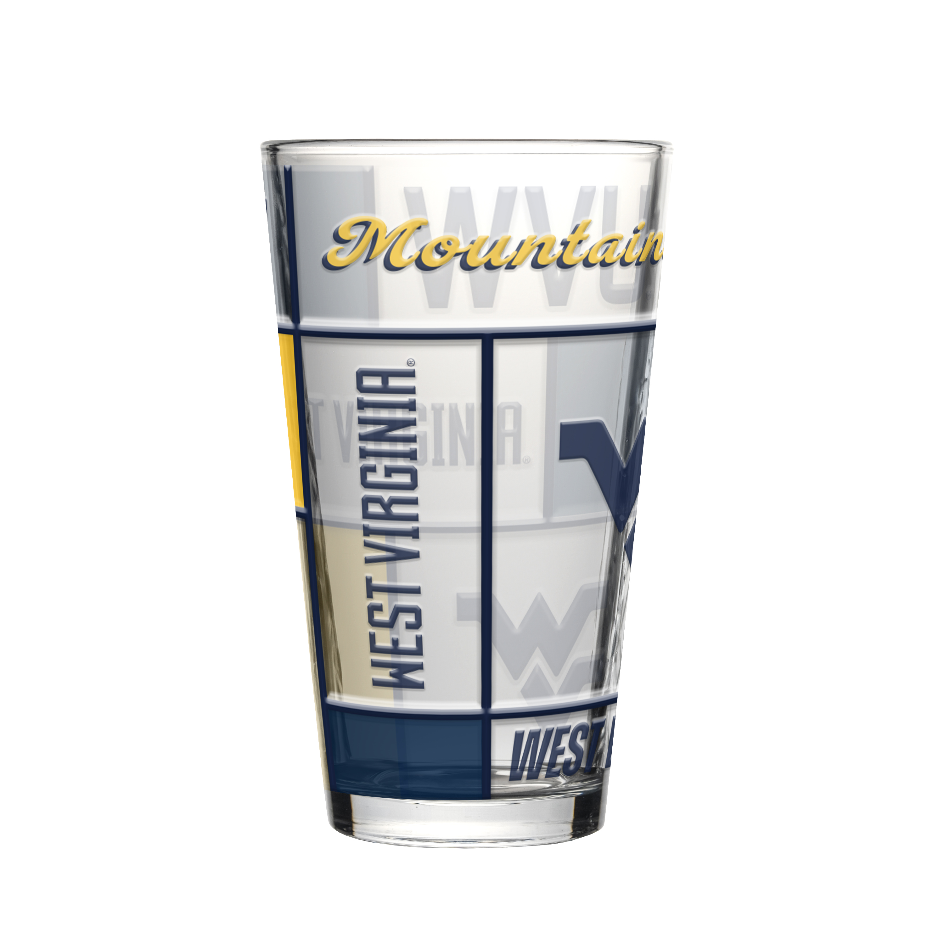 West Virginia Mountaineers Boxed Quilted Stained Pint Glass 16oz