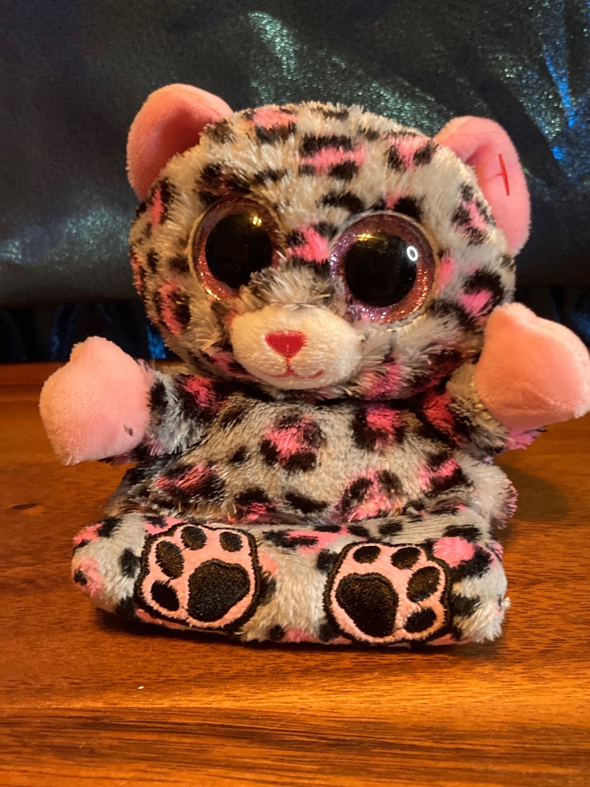 2016 TY BEANIE BOOS TRIXI LEOPARD PLUSH PHONE HOLDER W/BOTTOM CLEANER