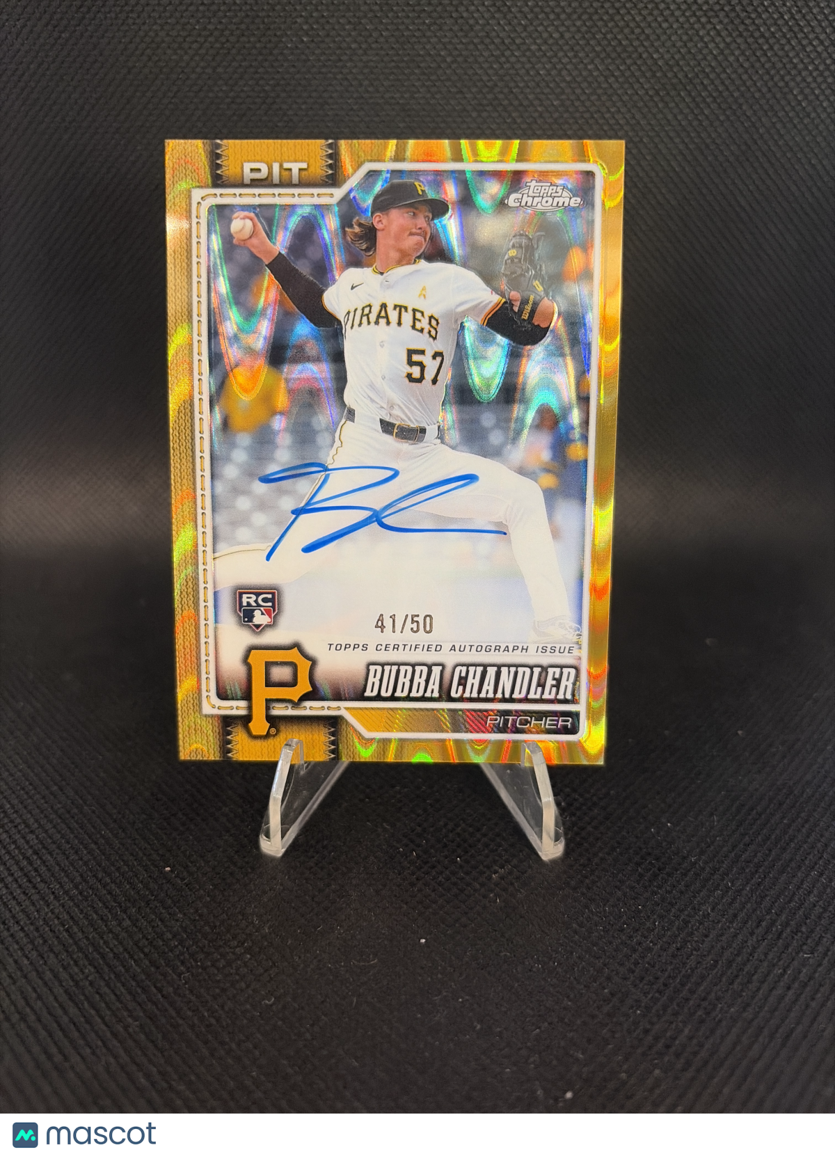 2026 Topps Chrome Bubba Chandler Gold Ray Wave Auto /50 RC #RA-BC
