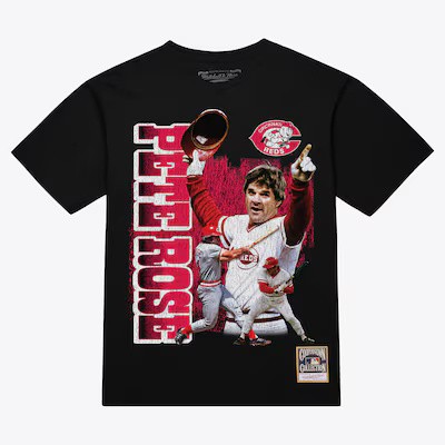Cincinnati Reds Pete Rose Black Legendary Collage Mitchell and Ness Shirt